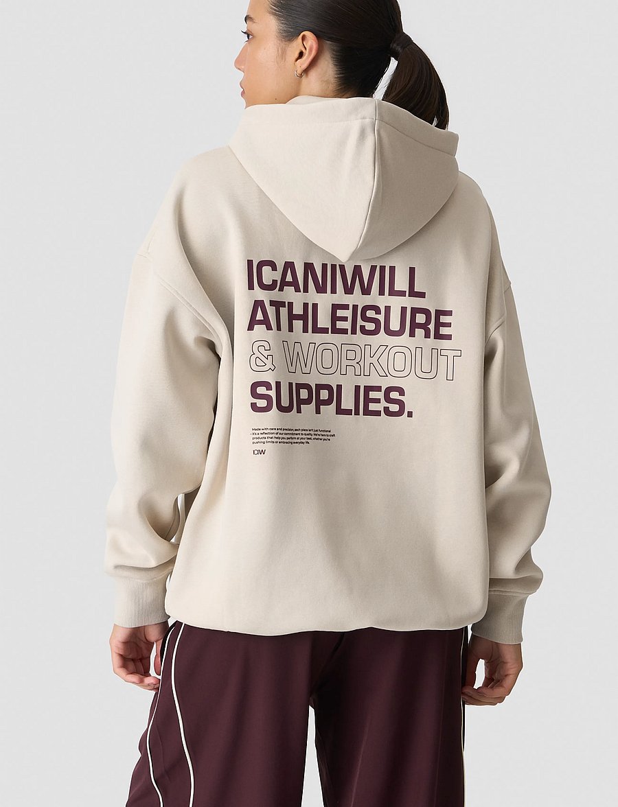 ICANIWILL - Everyday Relaxed Hoodie Print W - kapuutsiga dressipluusid - light beige - 3