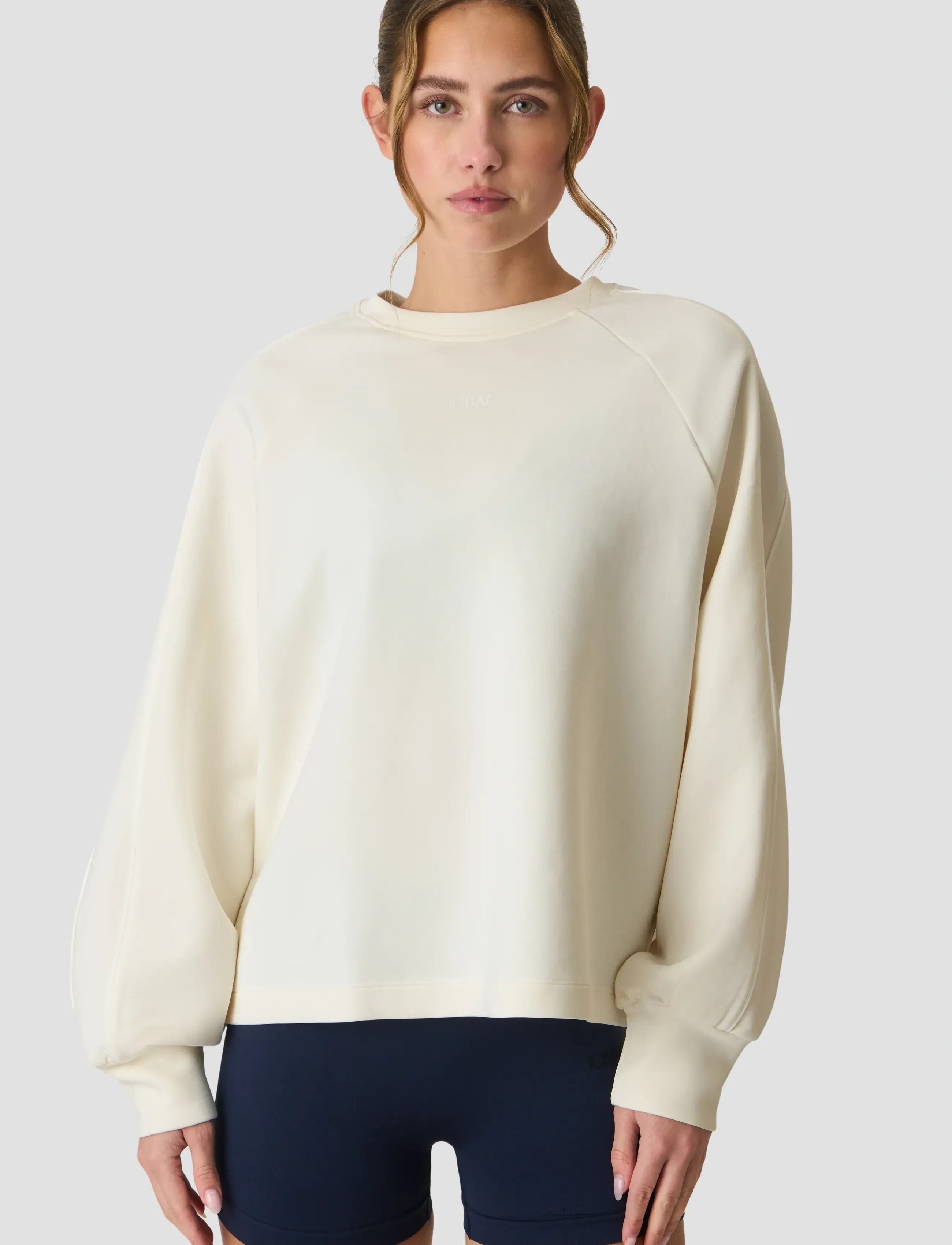 ICANIWILL Contrast Crewneck W, Kvinder, Stribet Crewneck Sweatshirt, Cream, Str: XL