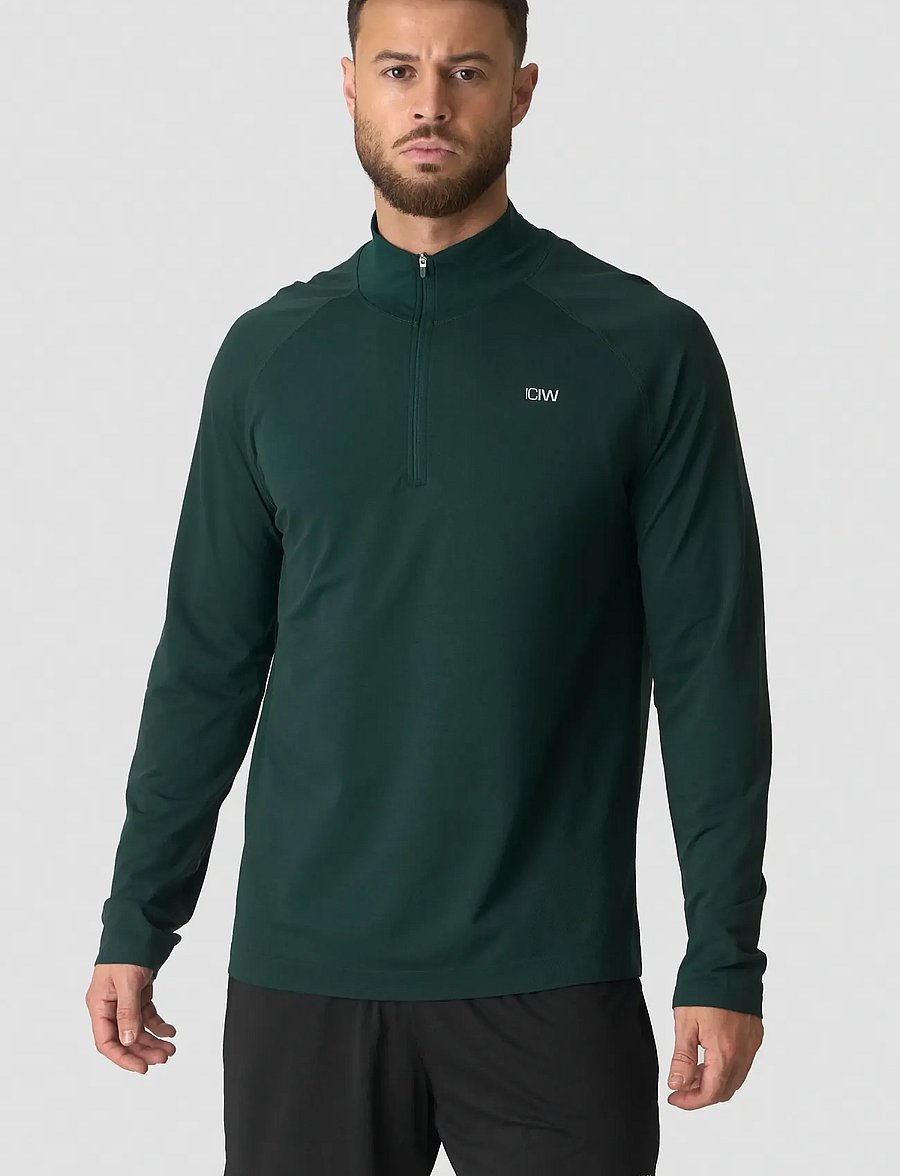 ICANIWILL - Stride 1/4 Longsleeve M - kampsunid ja vahekihid - wet green - 0