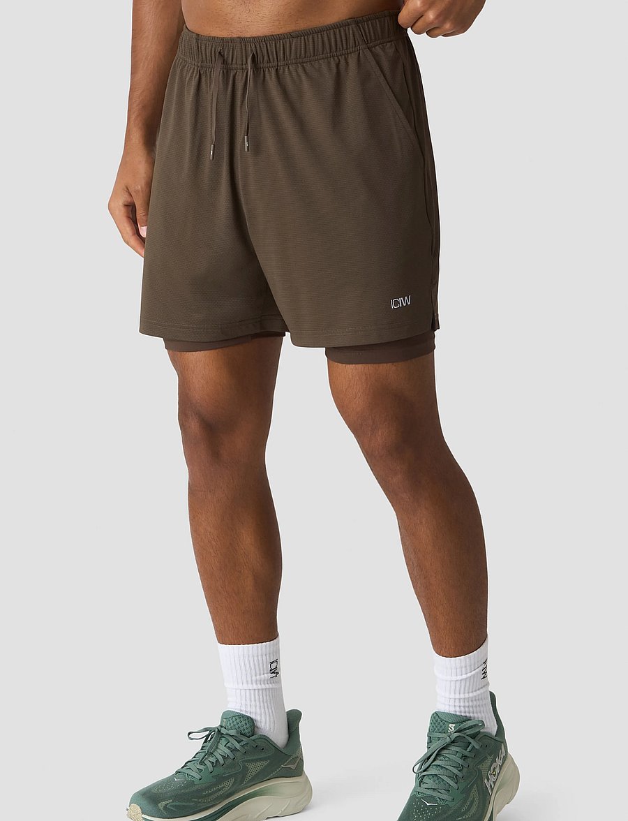 ICANIWILL - Stride 2-in-1 Shorts M - trainingsshorts - forest brown - 0