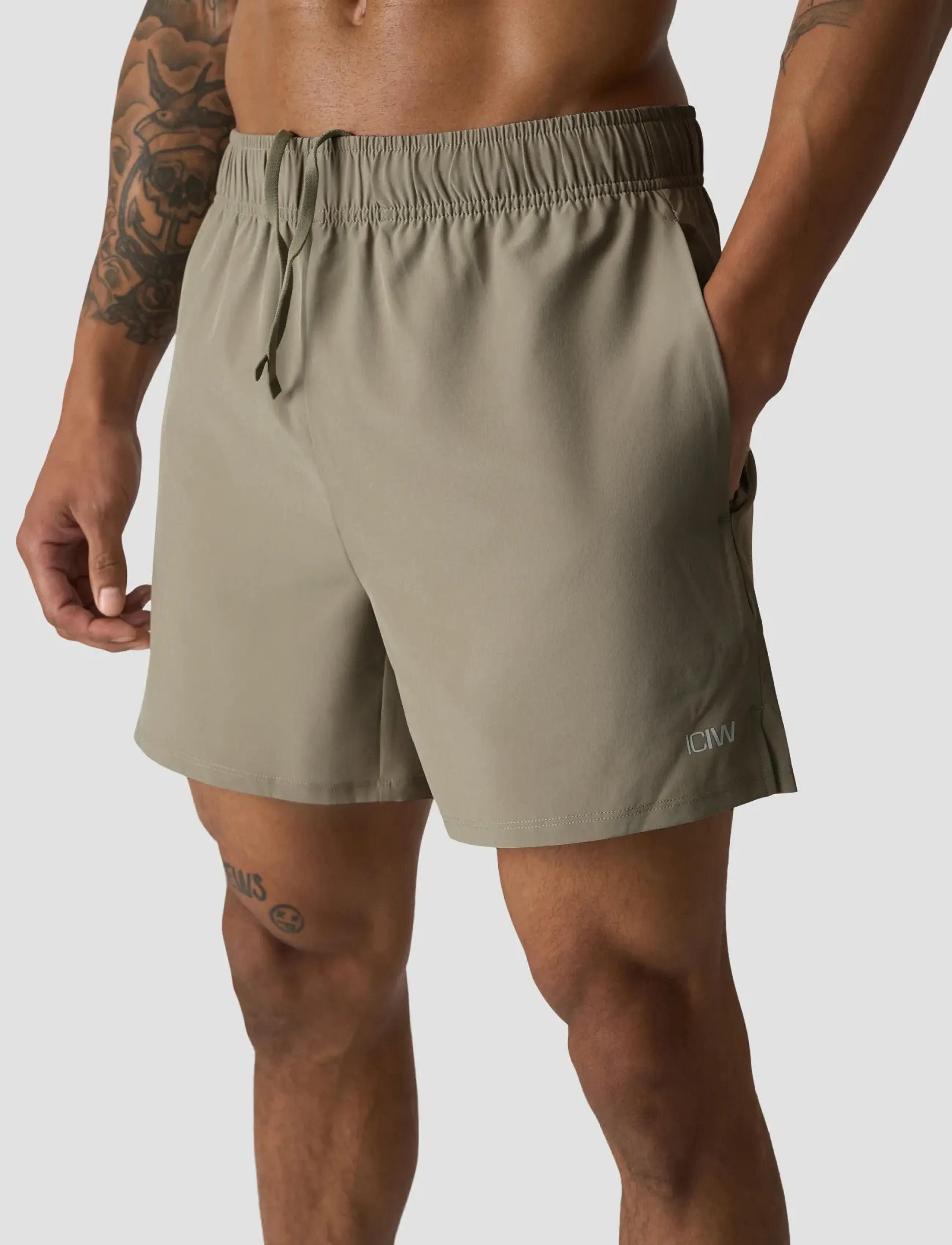 ICANIWILL - Training Shorts 5" M - light khaki green - 5