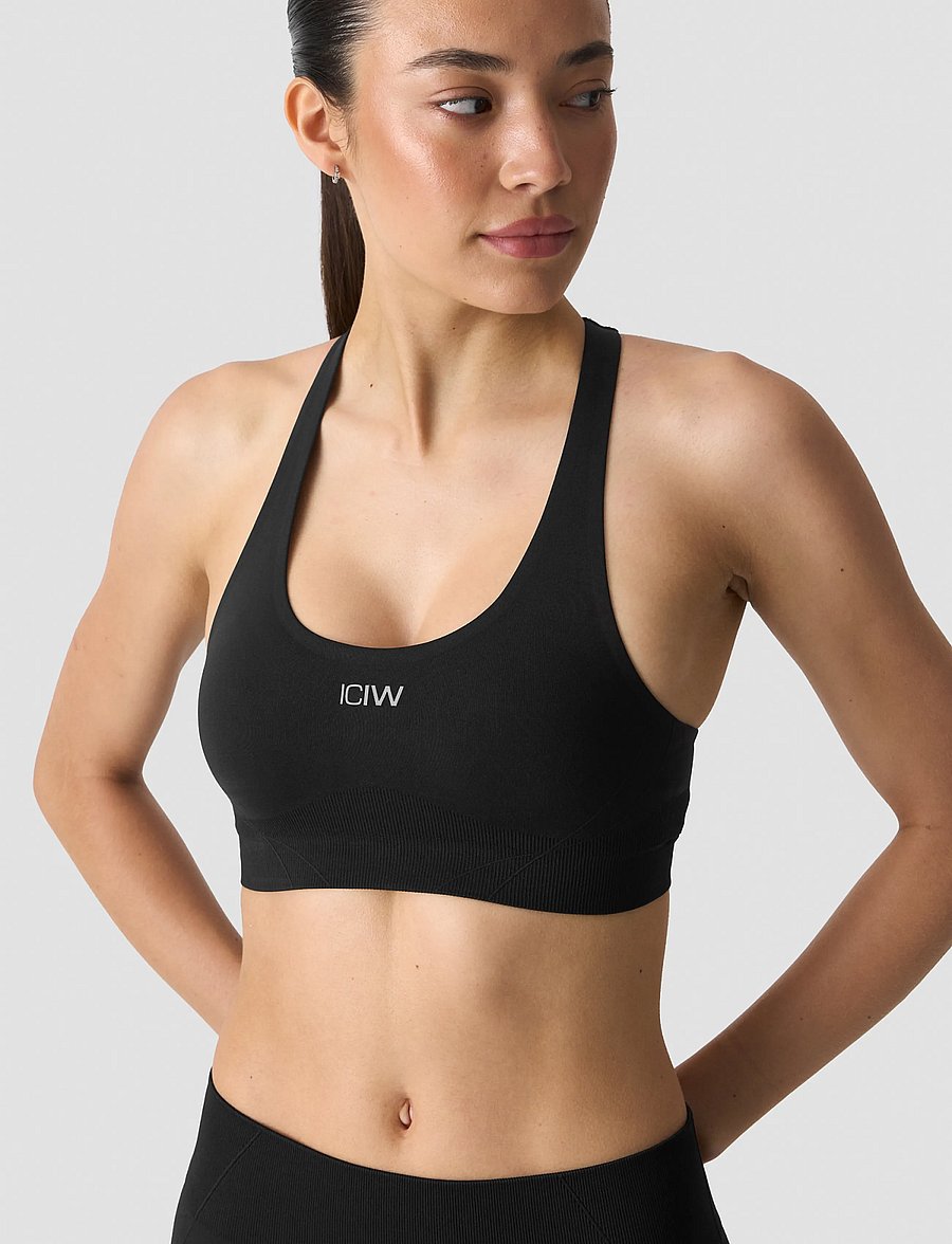 ICANIWILL - Shape Mid Support Sports Bra W - spordi-rinnahoidjad - black - 0