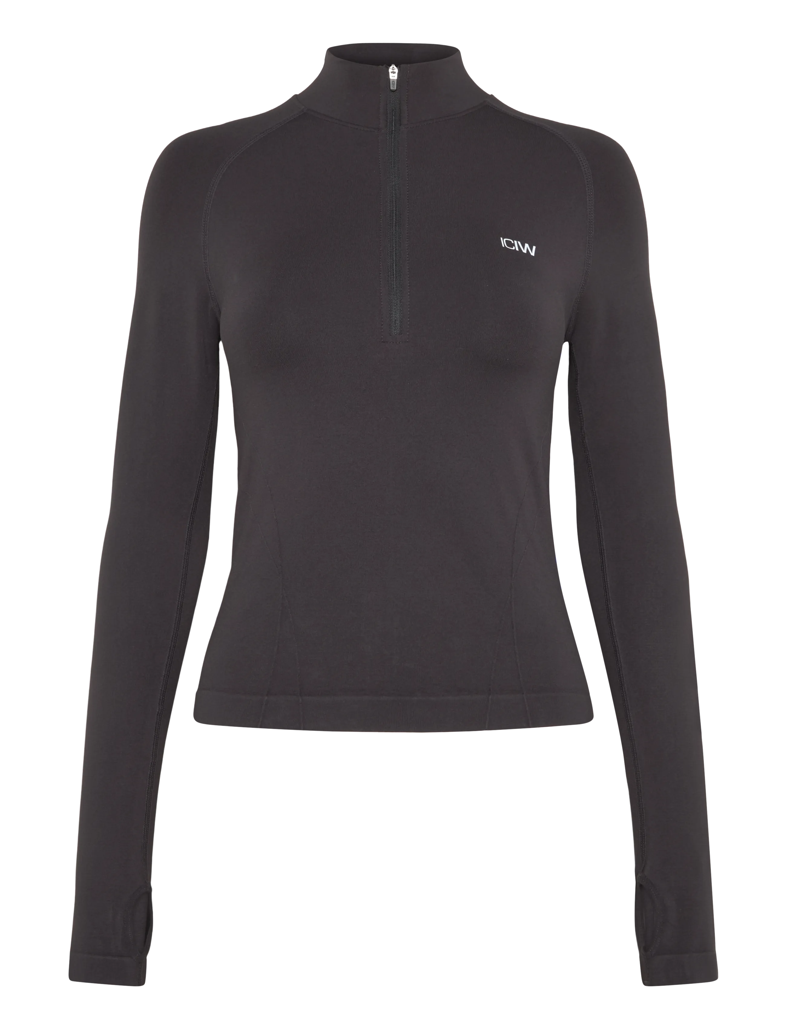 ICANIWILL - Shape 1/2 Zip Long Sleeve W - tops & t-shirts - black - 1