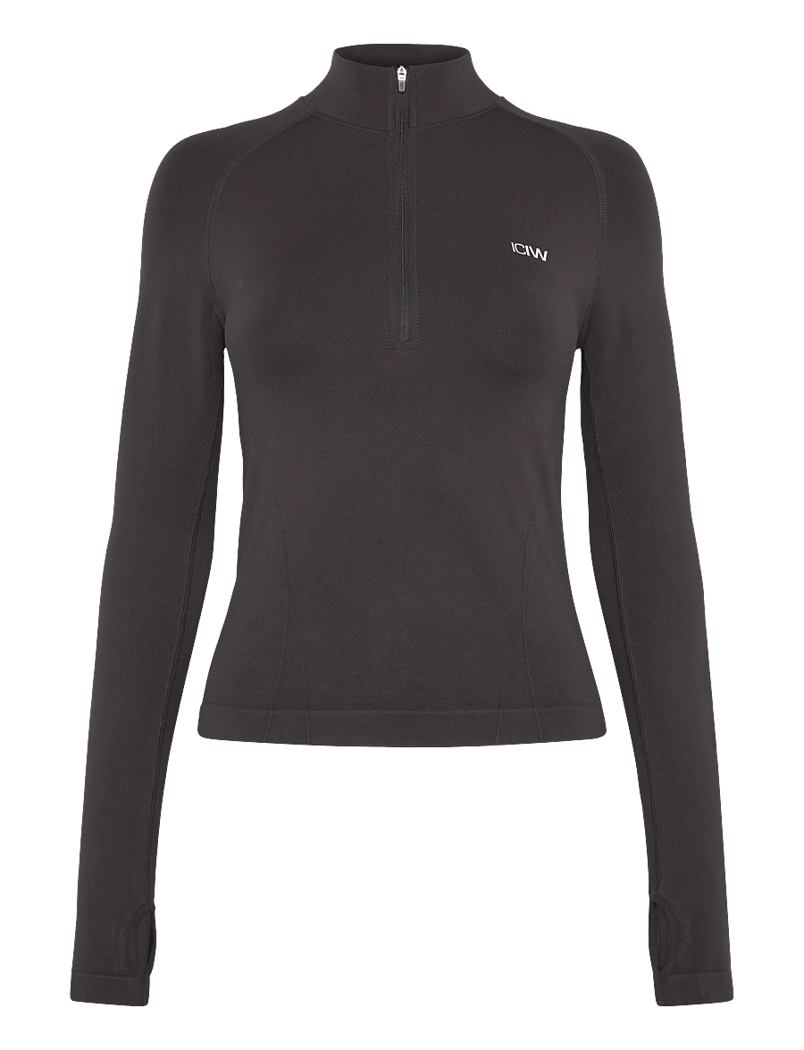 ICANIWILL - Shape 1/2 Zip Long Sleeve W - tops & t-shirts - black - 1