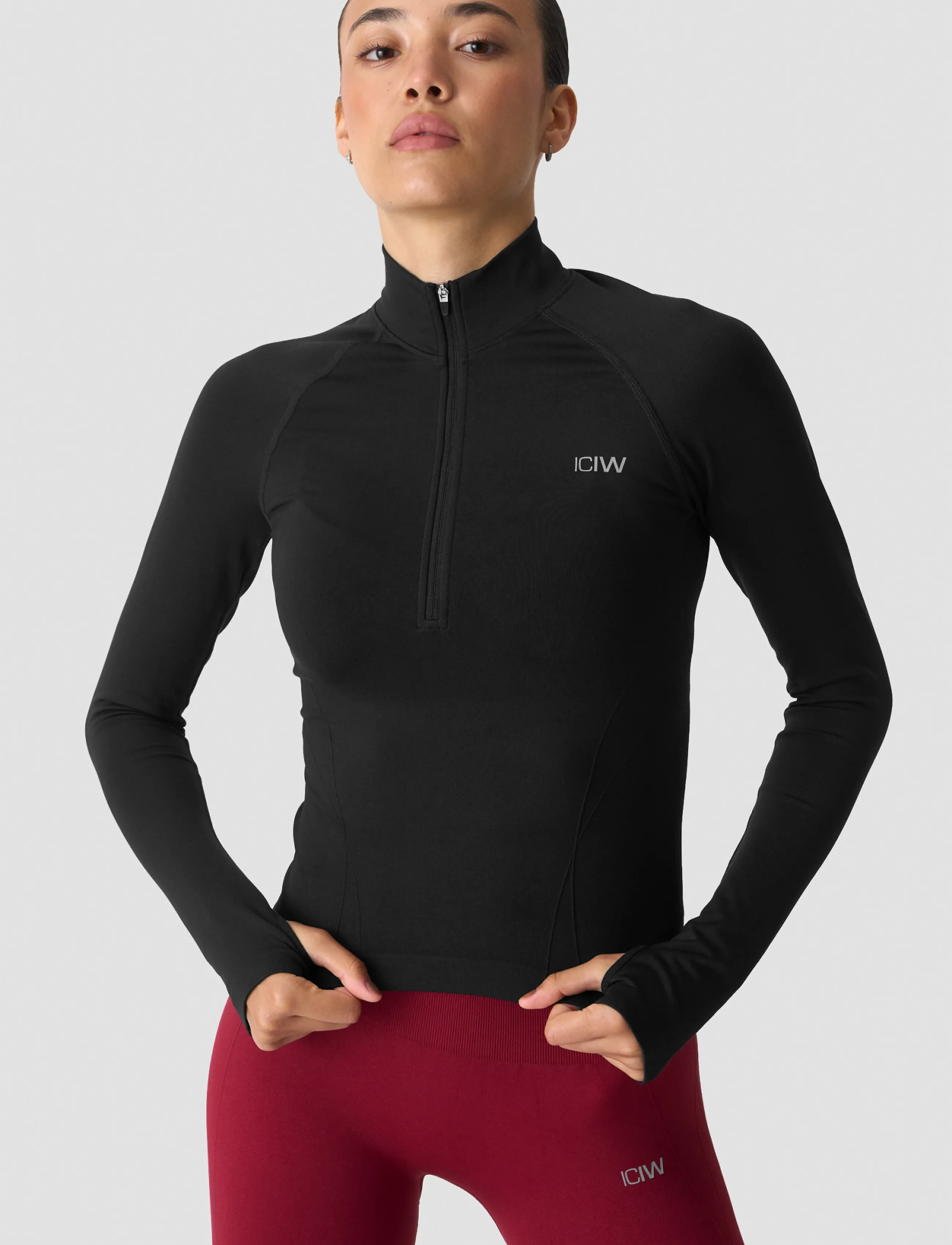 ICANIWILL Shape 1/2 Zip Long Sleeve W - Hauts à manches longues - BLACK / black
