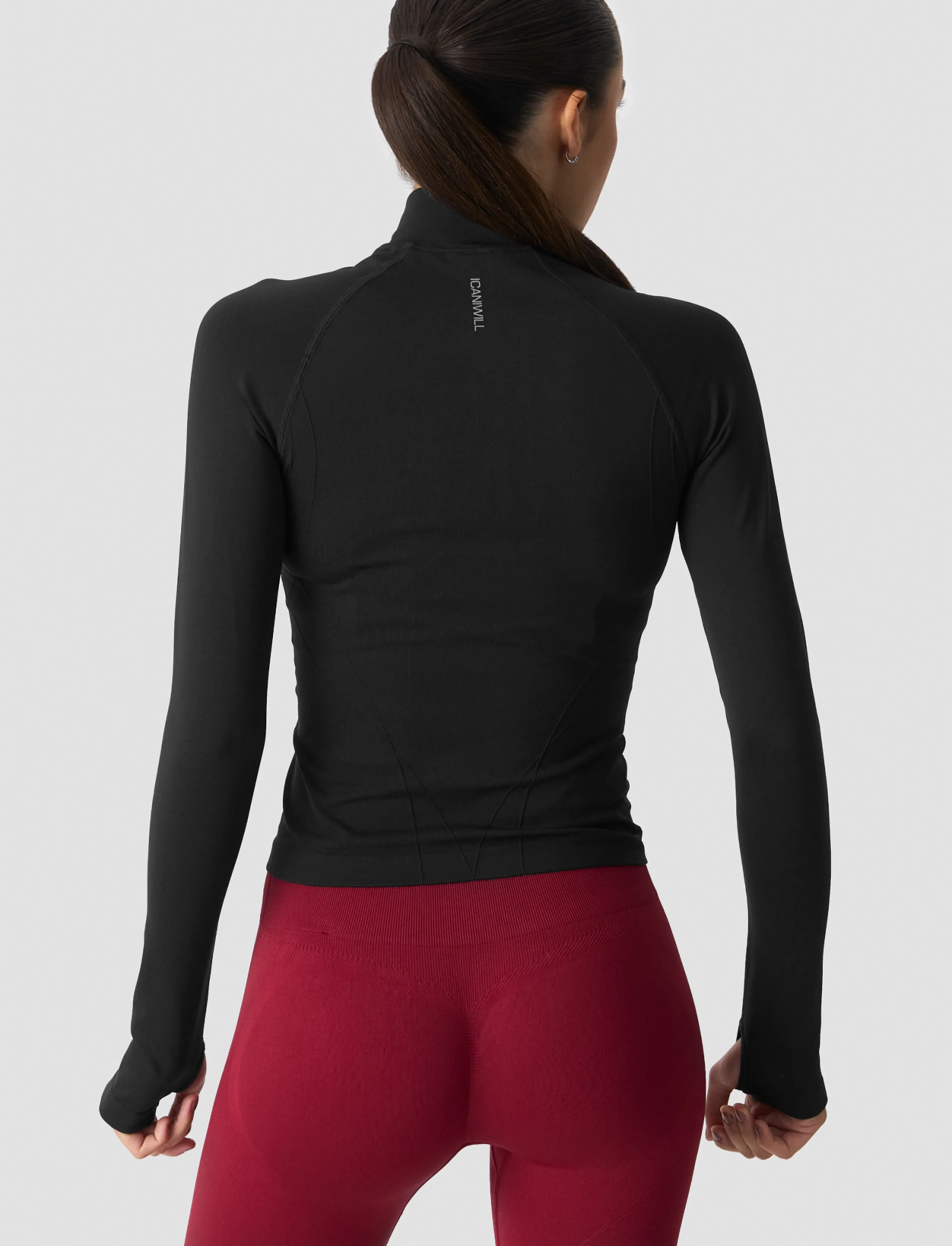 ICANIWILL - Shape 1/2 Zip Long Sleeve W - tops & t-shirts - black - 3