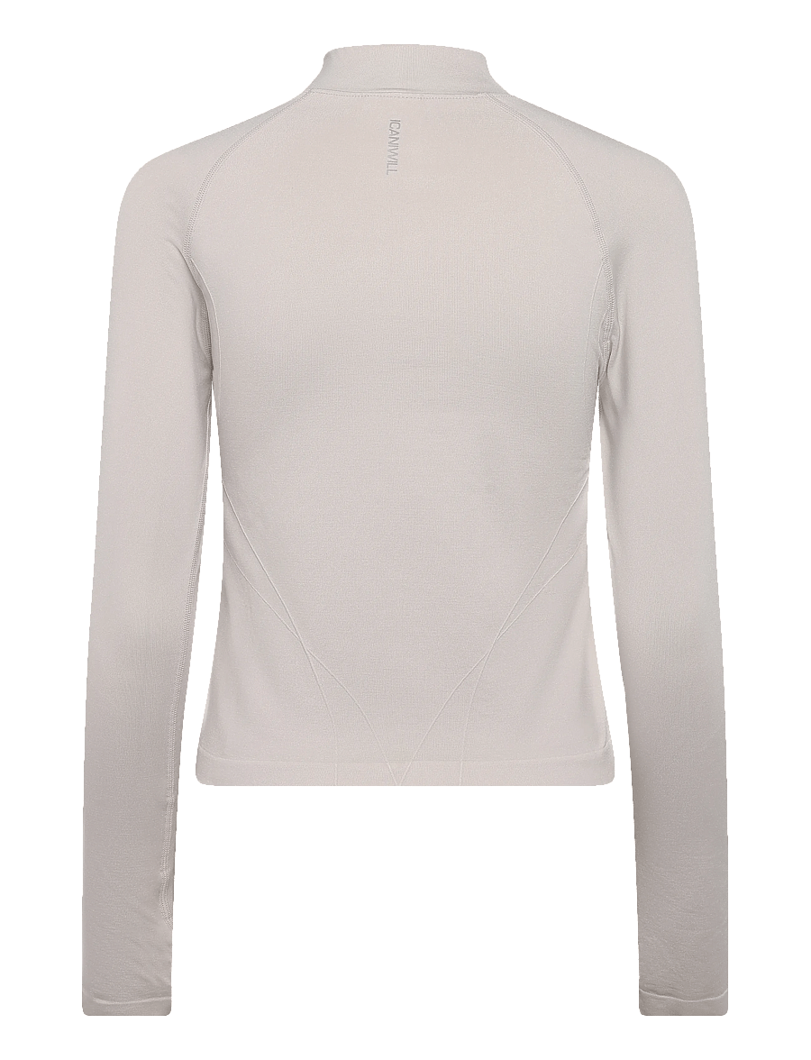 ICANIWILL - Shape 1/2 Zip Long Sleeve W - crop-tops - light beige - 2