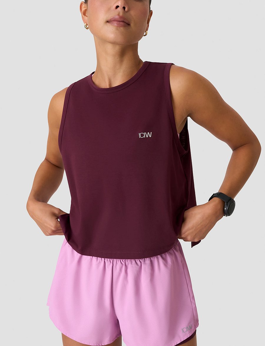 ICANIWILL - Mirage Cropped Singlet W - tanktops - dark mahogany - 0