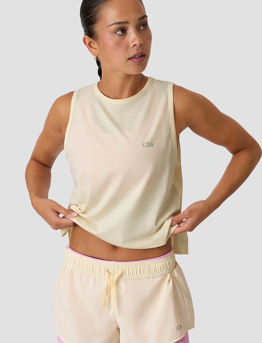 ICANIWILL - Mirage Cropped Singlet W - nabapluusid - pale lemon - 0
