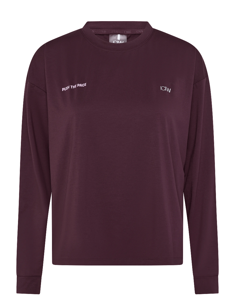ICANIWILL - Mirage Dri-Release Long Sleeve Print W - langærmede t-shirts - dark mahogany - 1