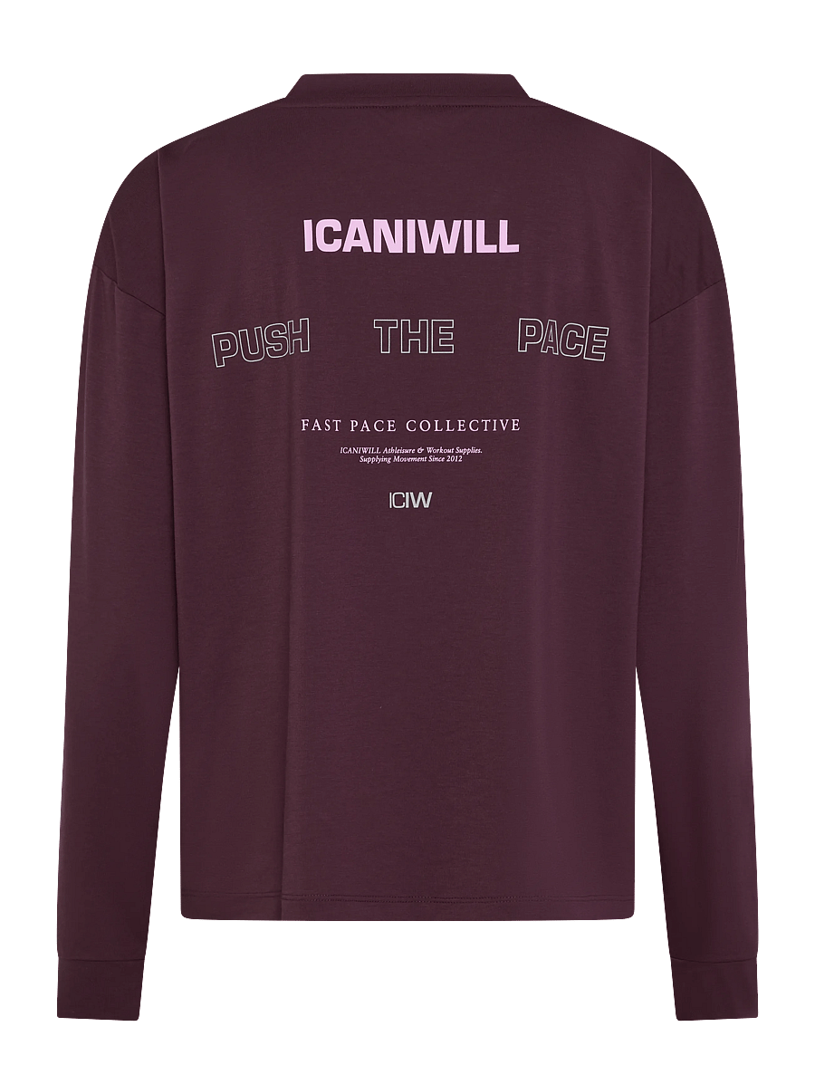ICANIWILL - Mirage Dri-Release Long Sleeve Print W - langærmede t-shirts - dark mahogany - 2