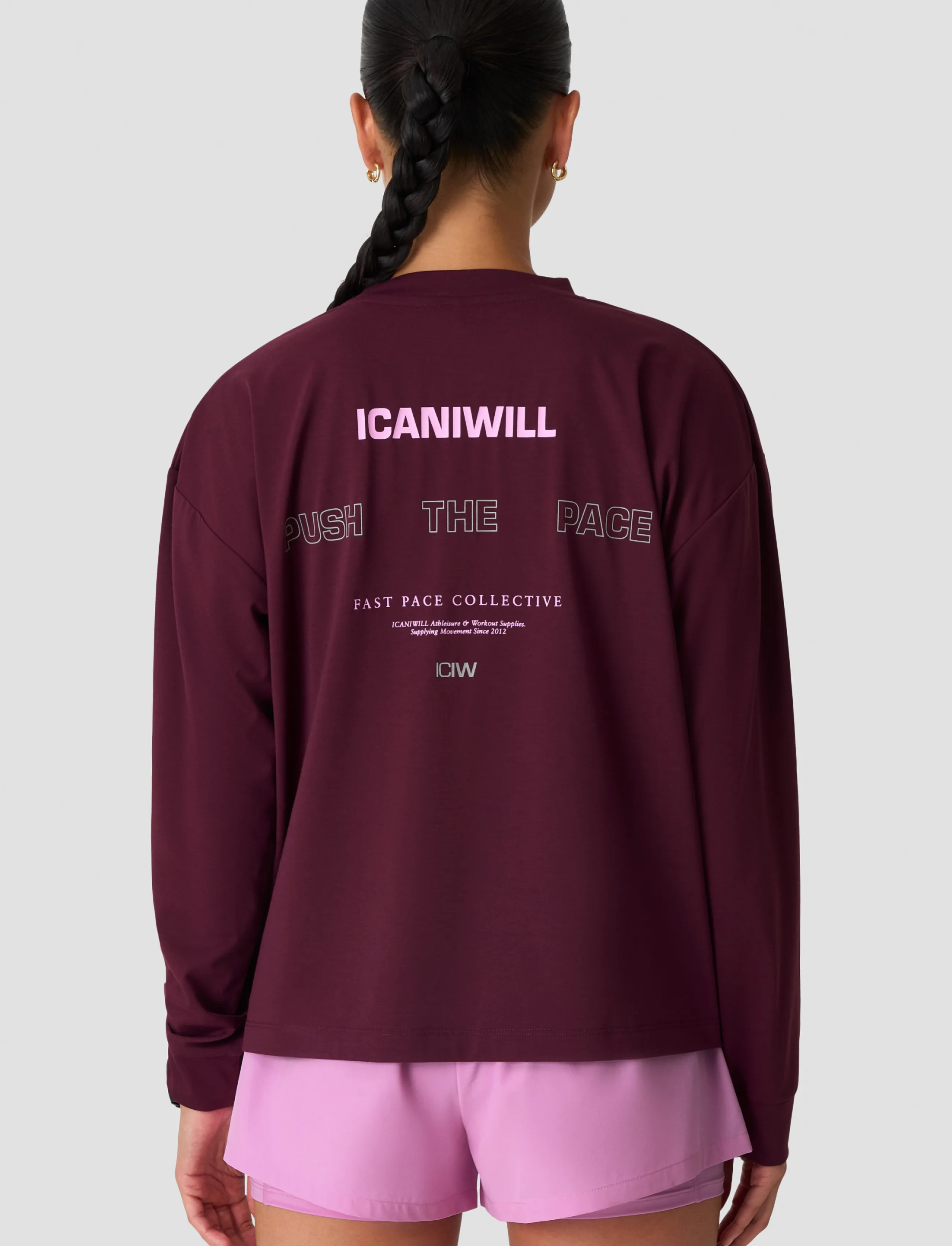 ICANIWILL - Mirage Dri-Release Long Sleeve Print W - longsleeved tops - dark mahogany - 3