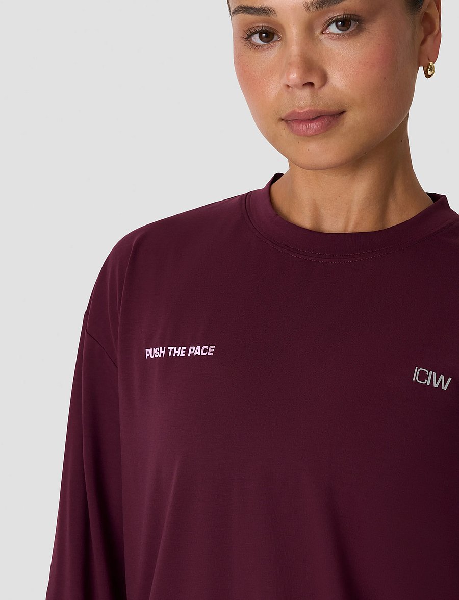 ICANIWILL - Mirage Dri-Release Long Sleeve Print W - langærmede t-shirts - dark mahogany - 4
