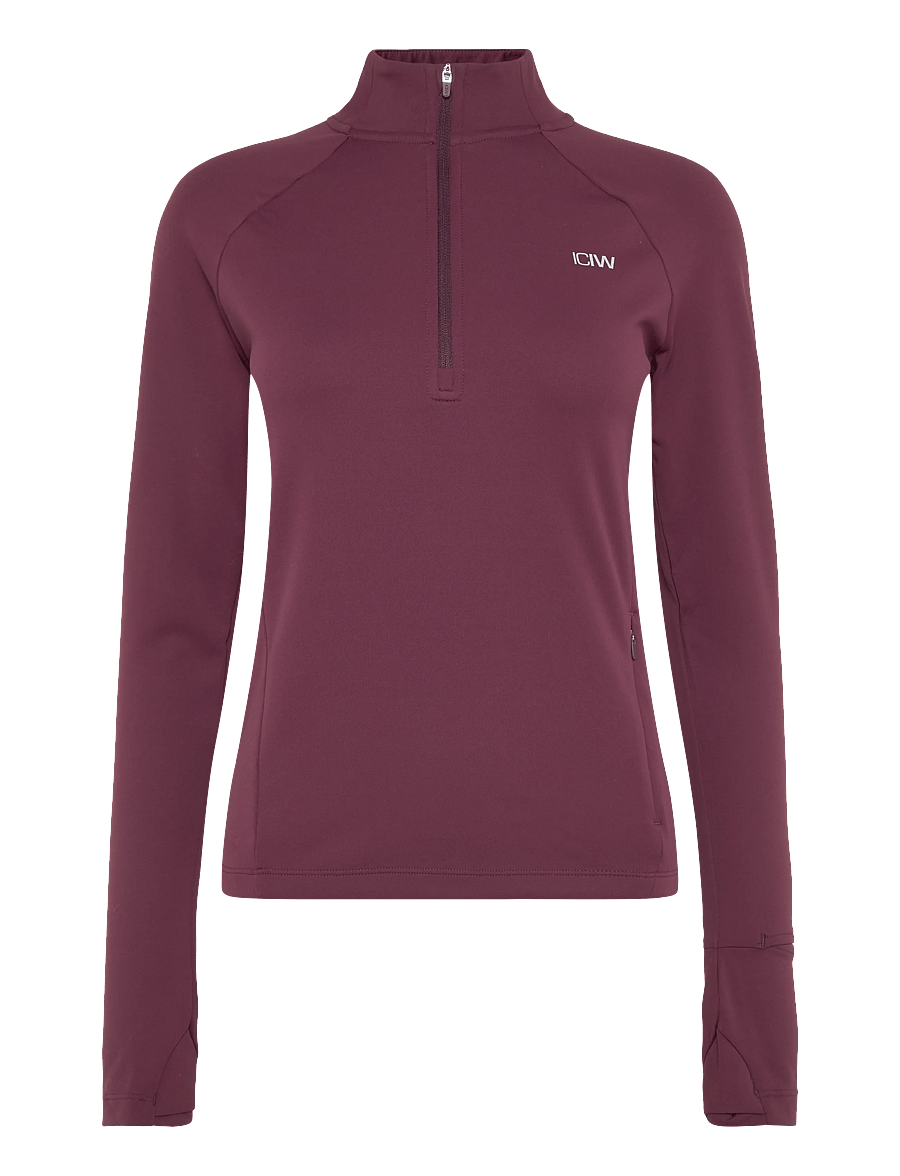 ICANIWILL - Mirage Midlayer 1/2 Zip W - langærmede t-shirts - dark mahogany - 1