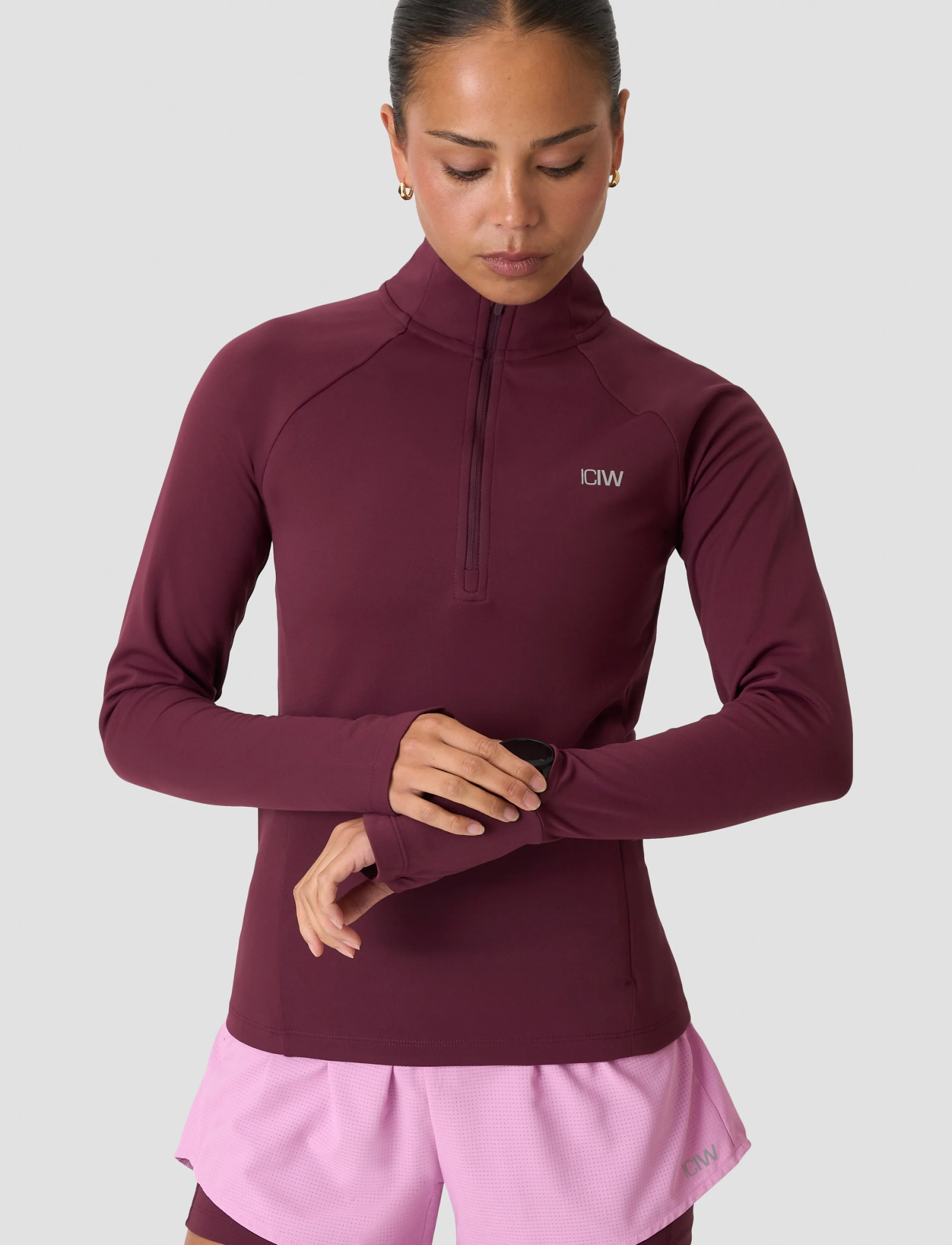 ICANIWILL Mirage Midlayer 1/2 Zip W - Hauts à manches longues - DARK MAHOGANY / burgundy