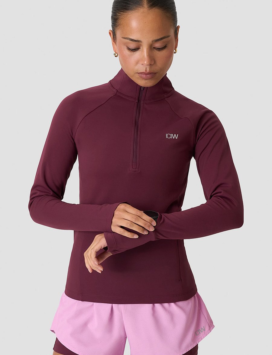 ICANIWILL - Mirage Midlayer 1/2 Zip W - langærmede t-shirts - dark mahogany - 0