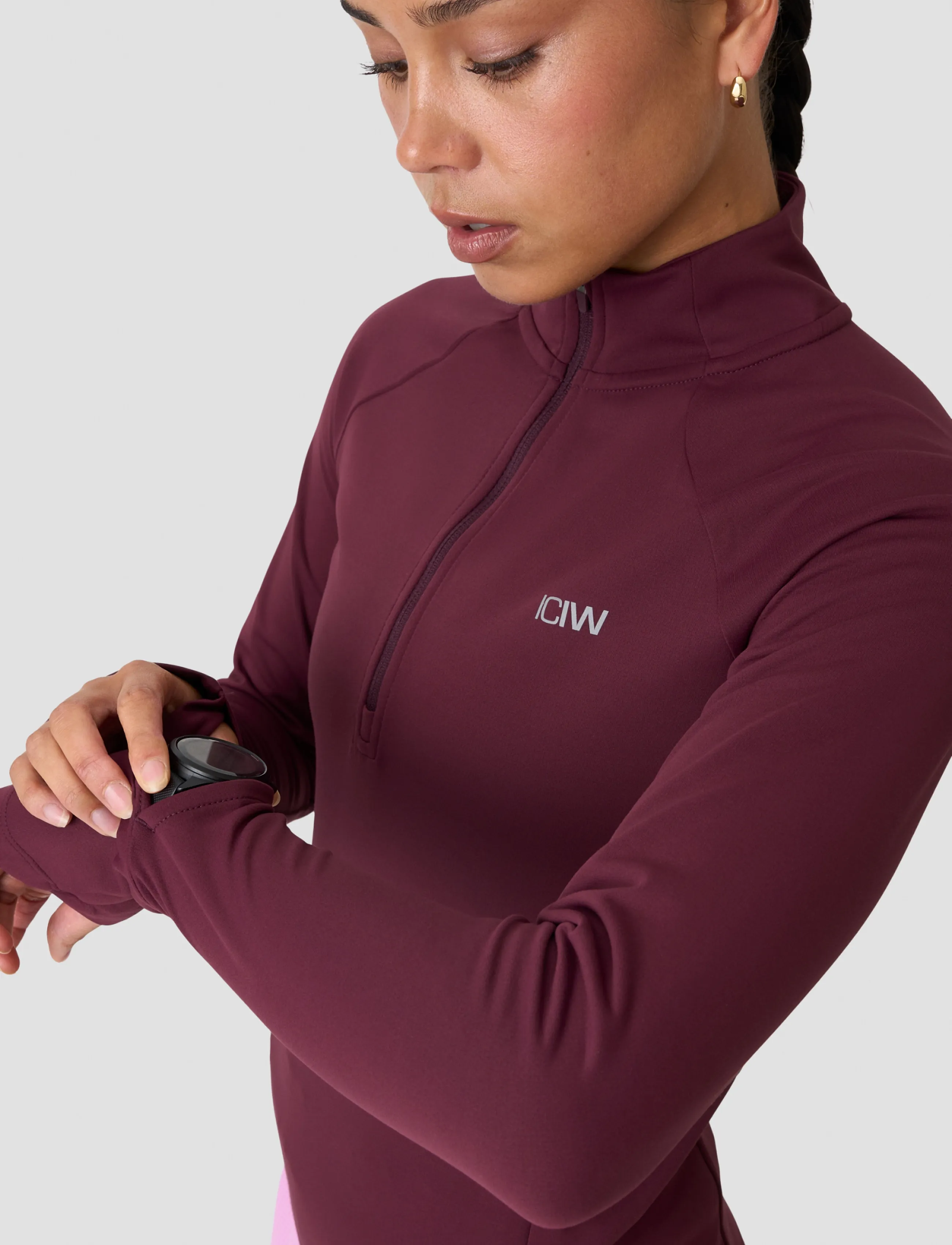 ICANIWILL - Mirage Midlayer 1/2 Zip W - langærmede t-shirts - dark mahogany - 4