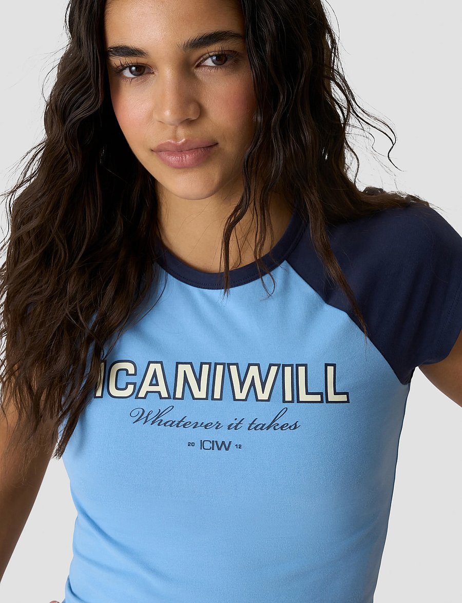 ICANIWILL - Everyday Raglan Tee Print W - t-shirts - dove blue - 4