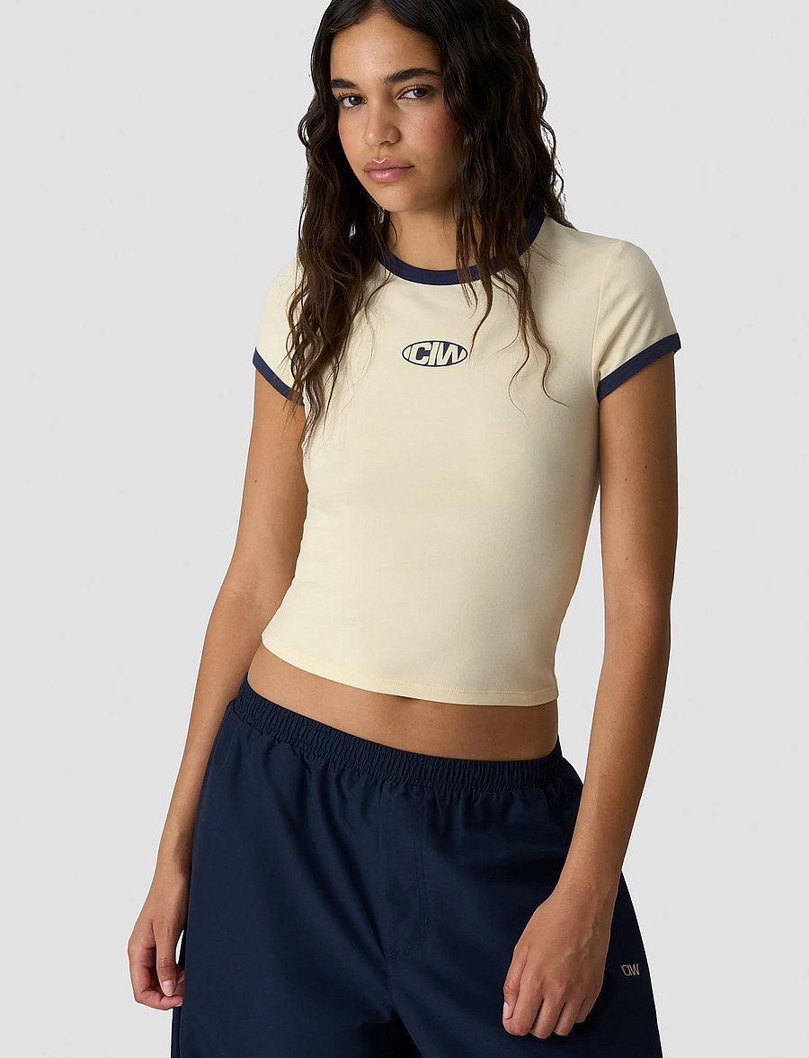 ICANIWILL - Everyday Baby Tee Print W - crop-tops - pale lemon - 0