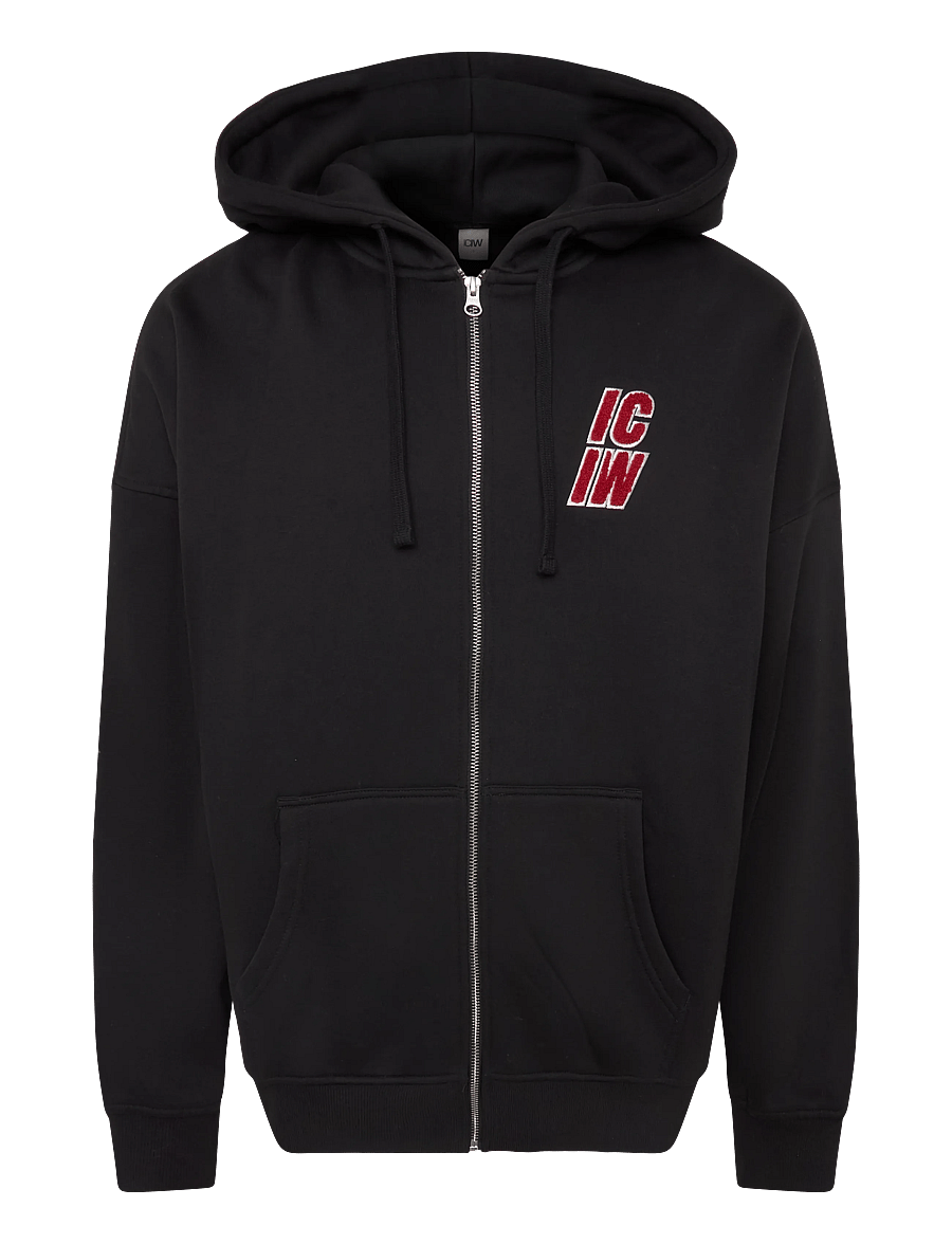 ICANIWILL - Everyday Relaxed Zip Hoodie Terry Print M - huvtröjor - black - 1
