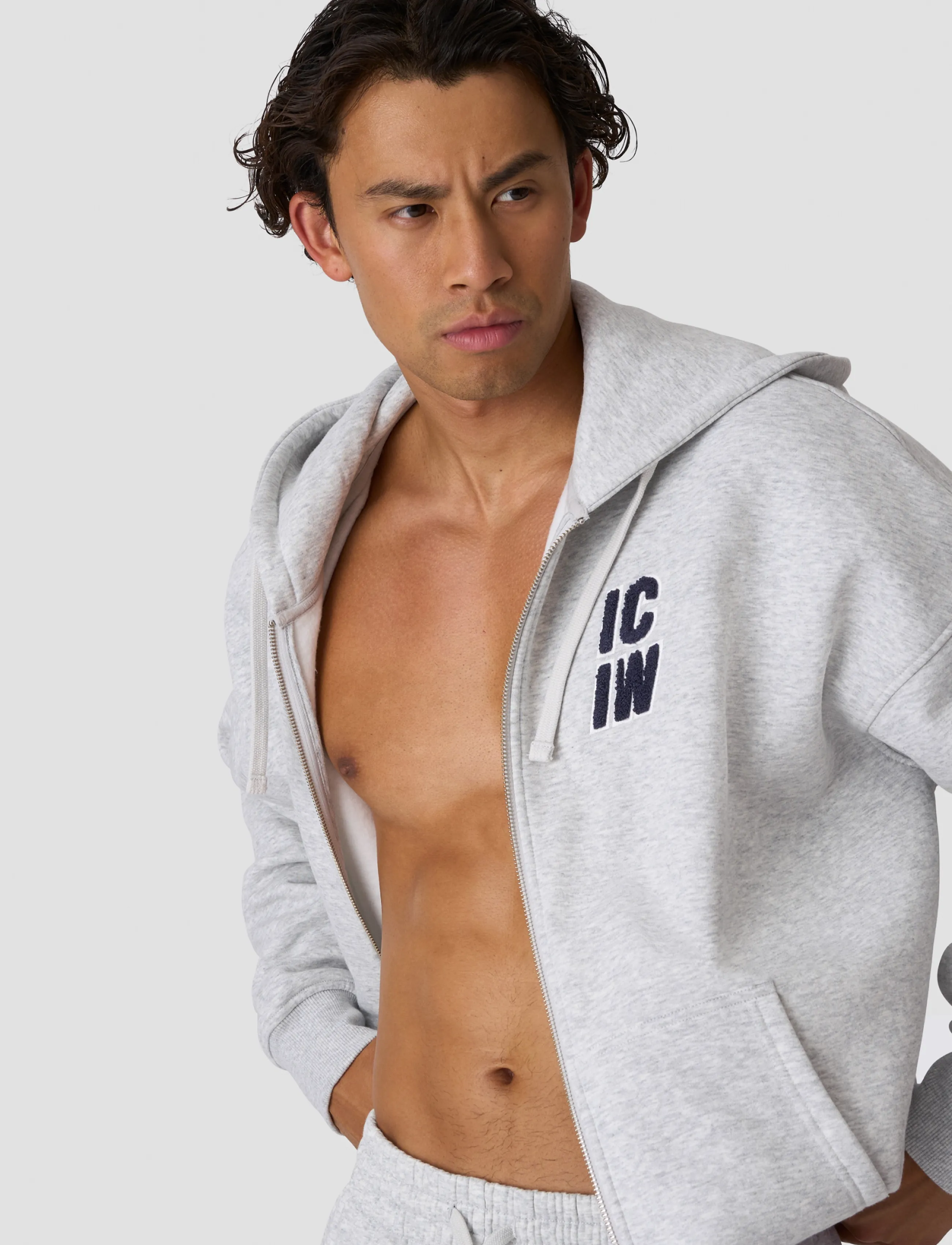 ICANIWILL - Everyday Relaxed Zip Hoodie Terry Print M - overdele - light grey melange - 0