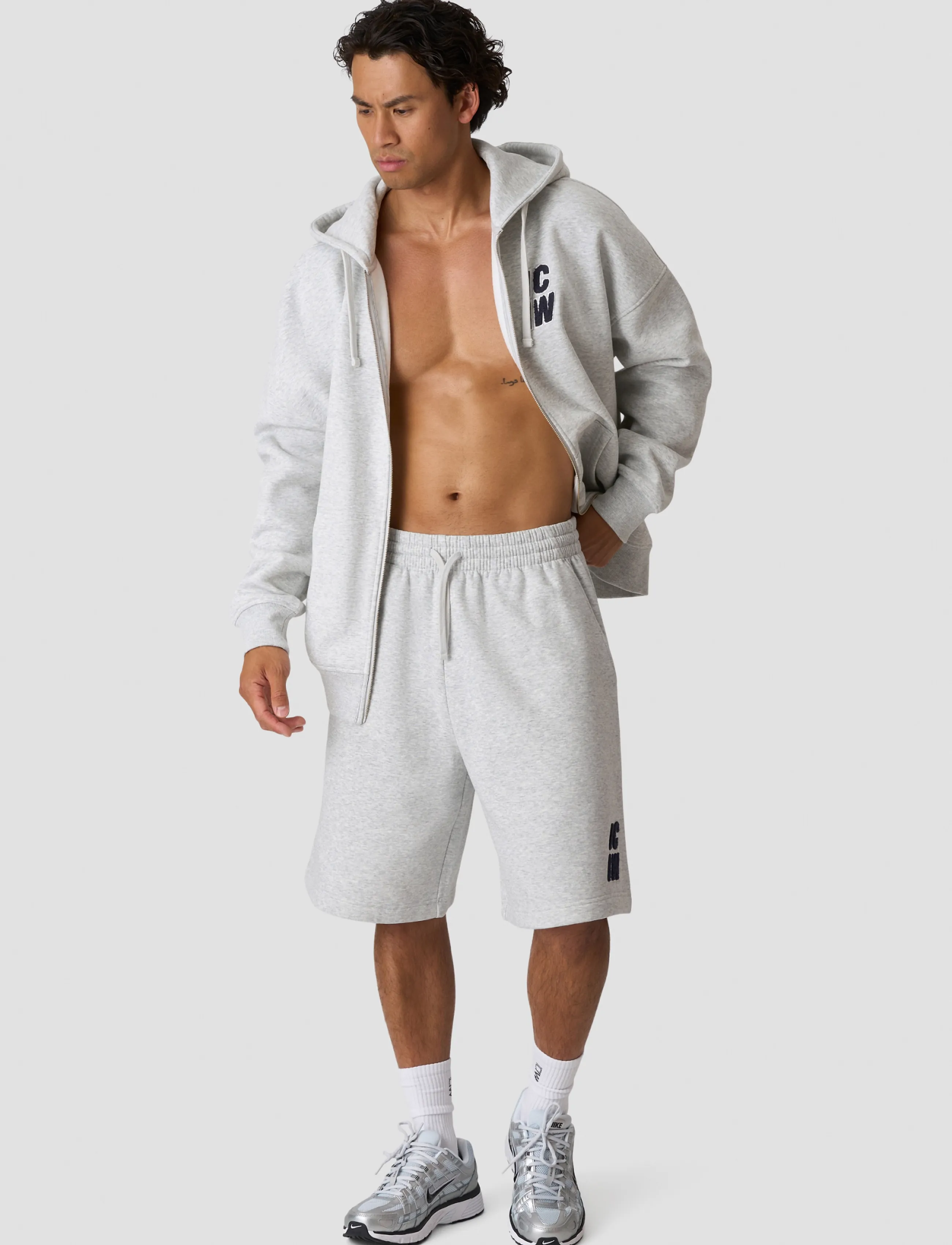 ICANIWILL - Everyday Relaxed Zip Hoodie Terry Print M - overdele - light grey melange - 5