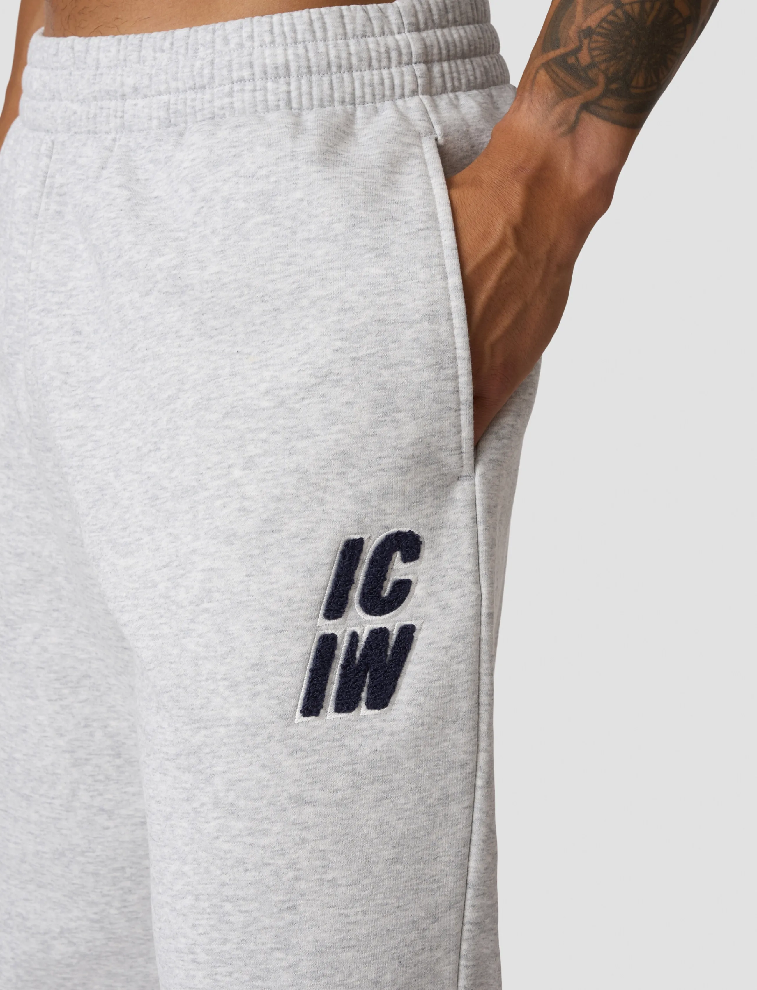 ICANIWILL - Everyday Straight Pants Terry Print M - light grey melange - 4