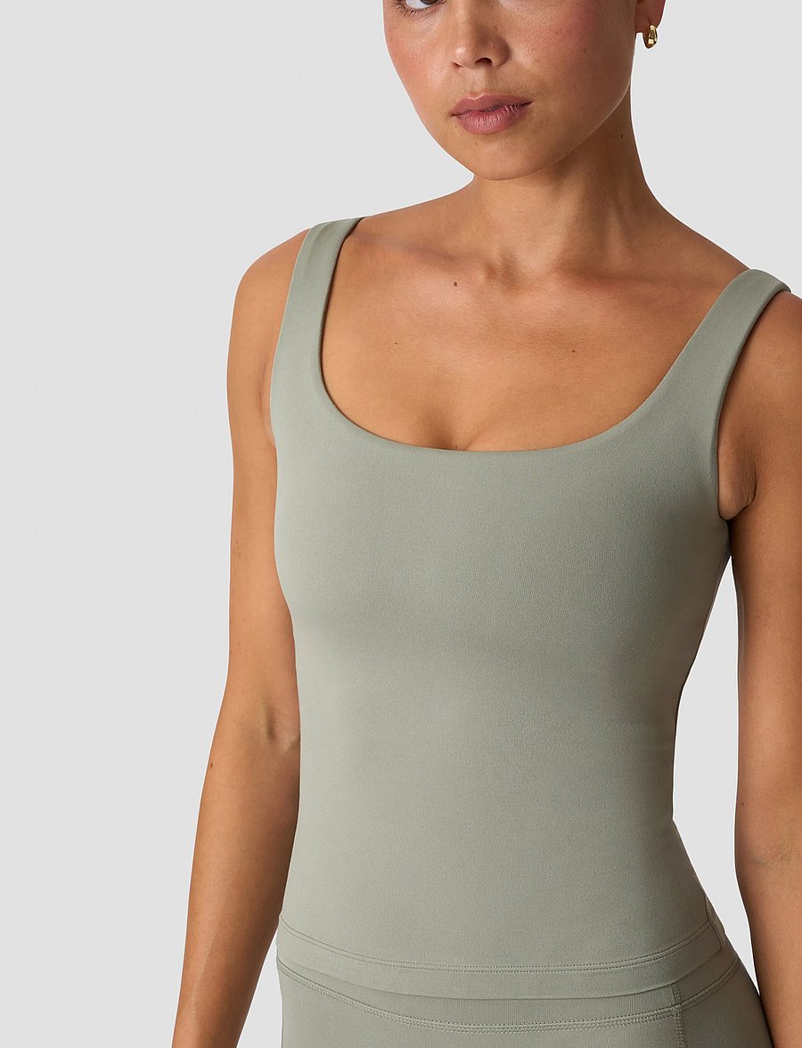 ICANIWILL - Luxe 2-in-1 Tank Top W - tank tops - dusty sage green - 4