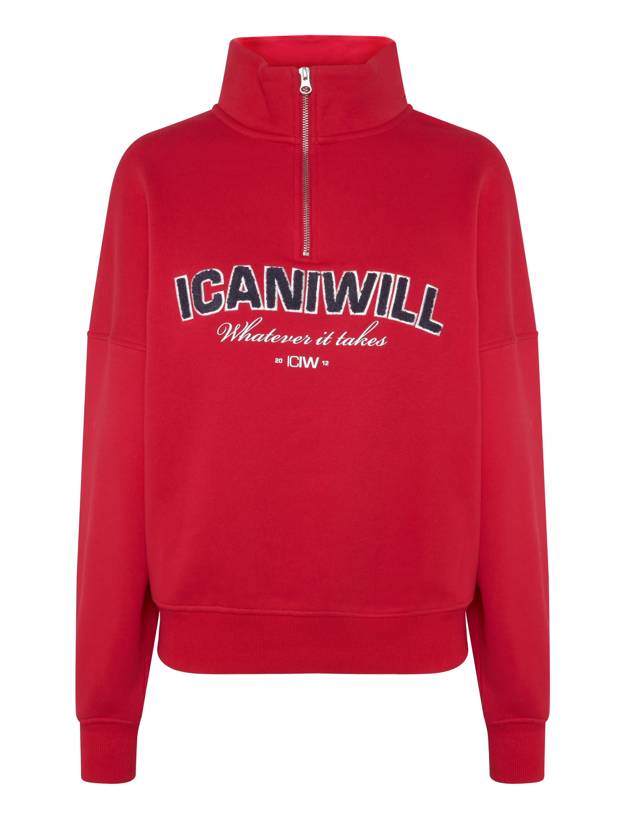 ICANIWILL Everyday 1/4 Zip Sweatshirt Terry Print W - Sweatshirts - BRIGHT RED / red