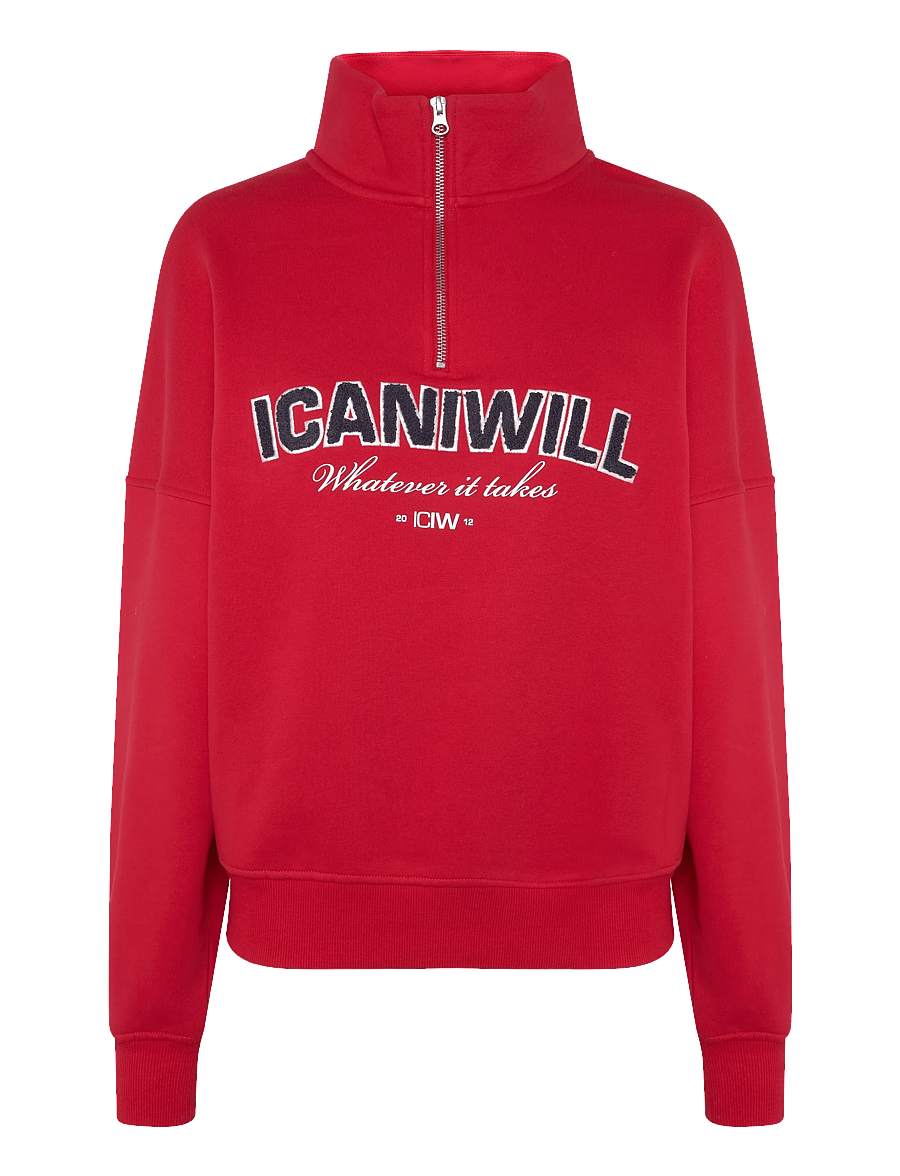 ICANIWILL - Everyday 1/4 Zip Sweatshirt Terry Print W - sweatshirts - bright red - 1