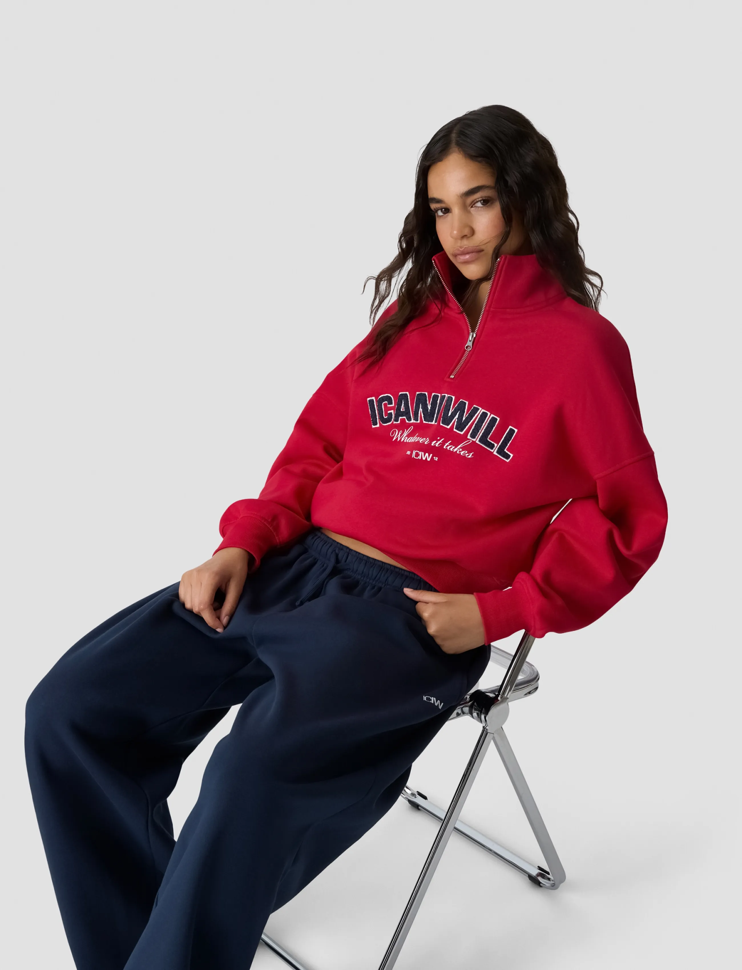 ICANIWILL - Everyday 1/4 Zip Sweatshirt Terry Print W - sweatshirts - bright red - 5
