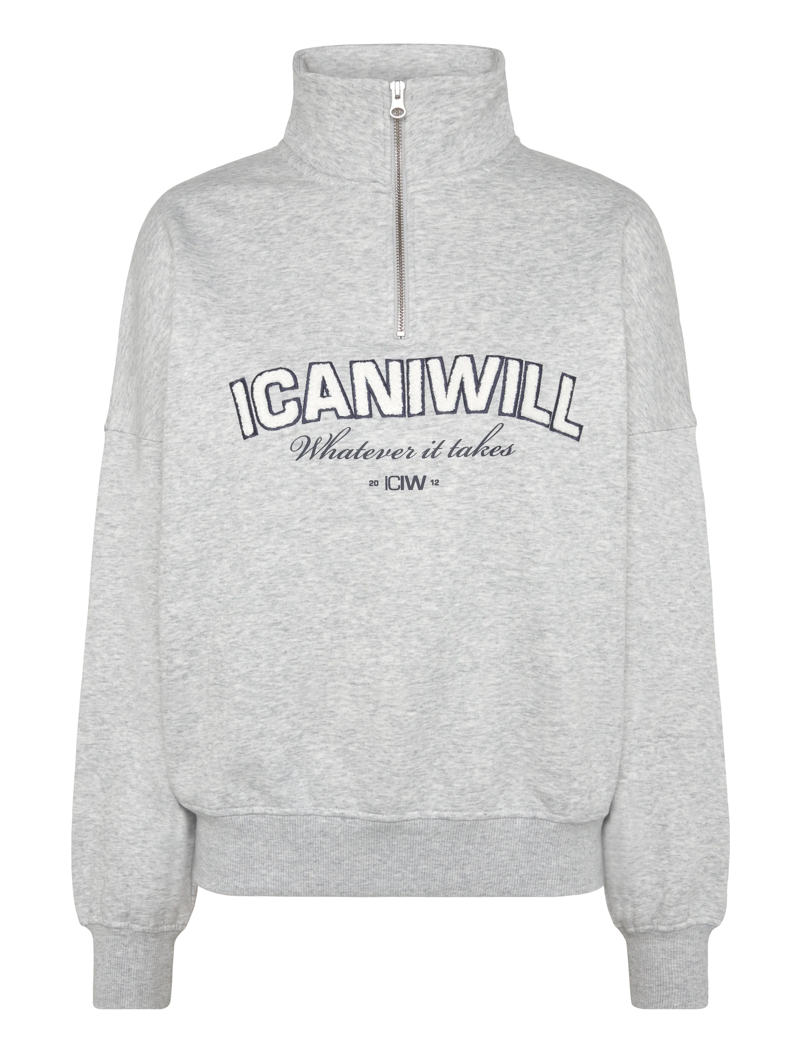 ICANIWILL Everyday 1/4 Zip Sweatshirt Terry Print W - Dressipluusid - LIGHT GREY MELANGE / grey