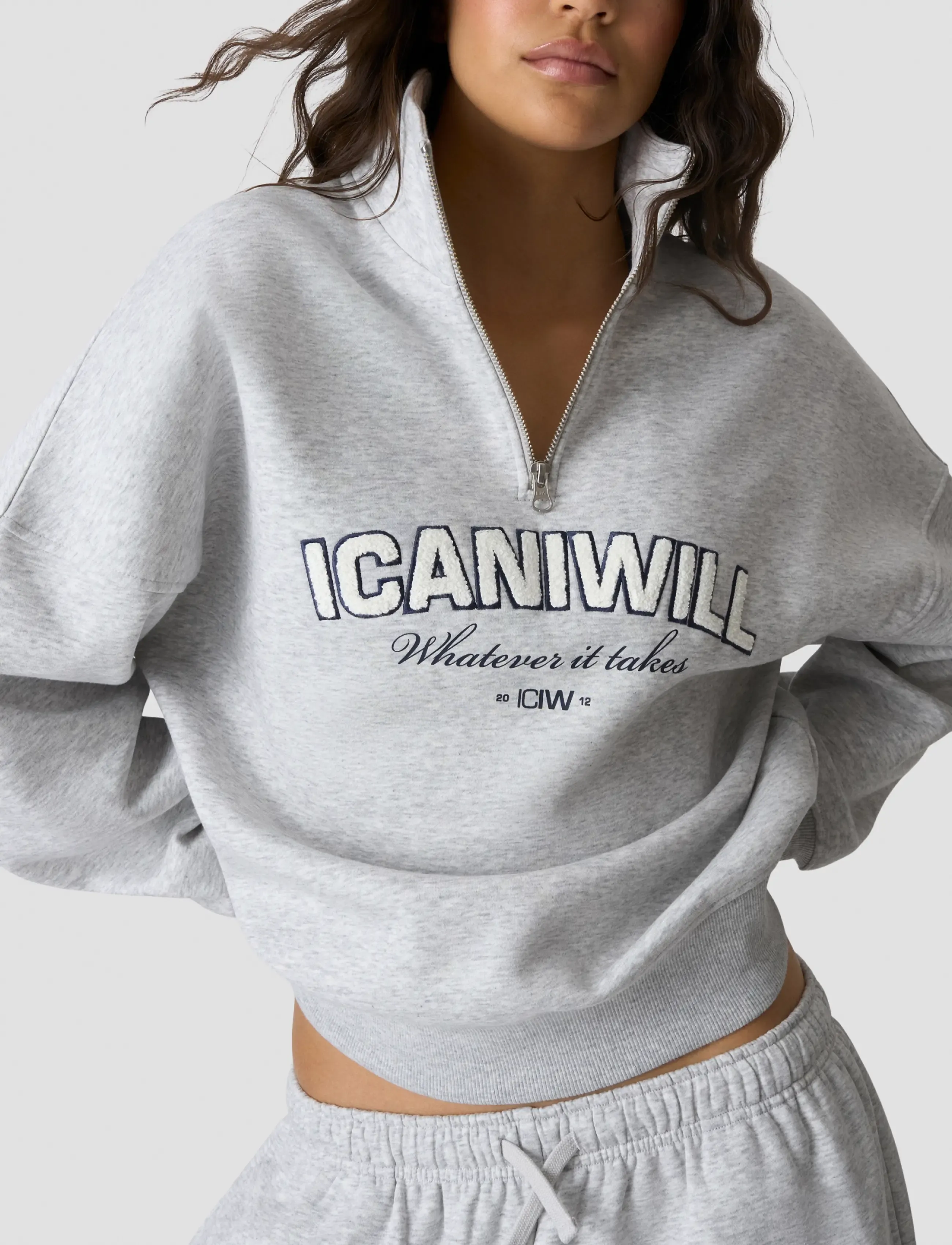 ICANIWILL - Everyday 1/4 Zip Sweatshirt Terry Print W - dressipluusid ja pusad - light grey melange - 4