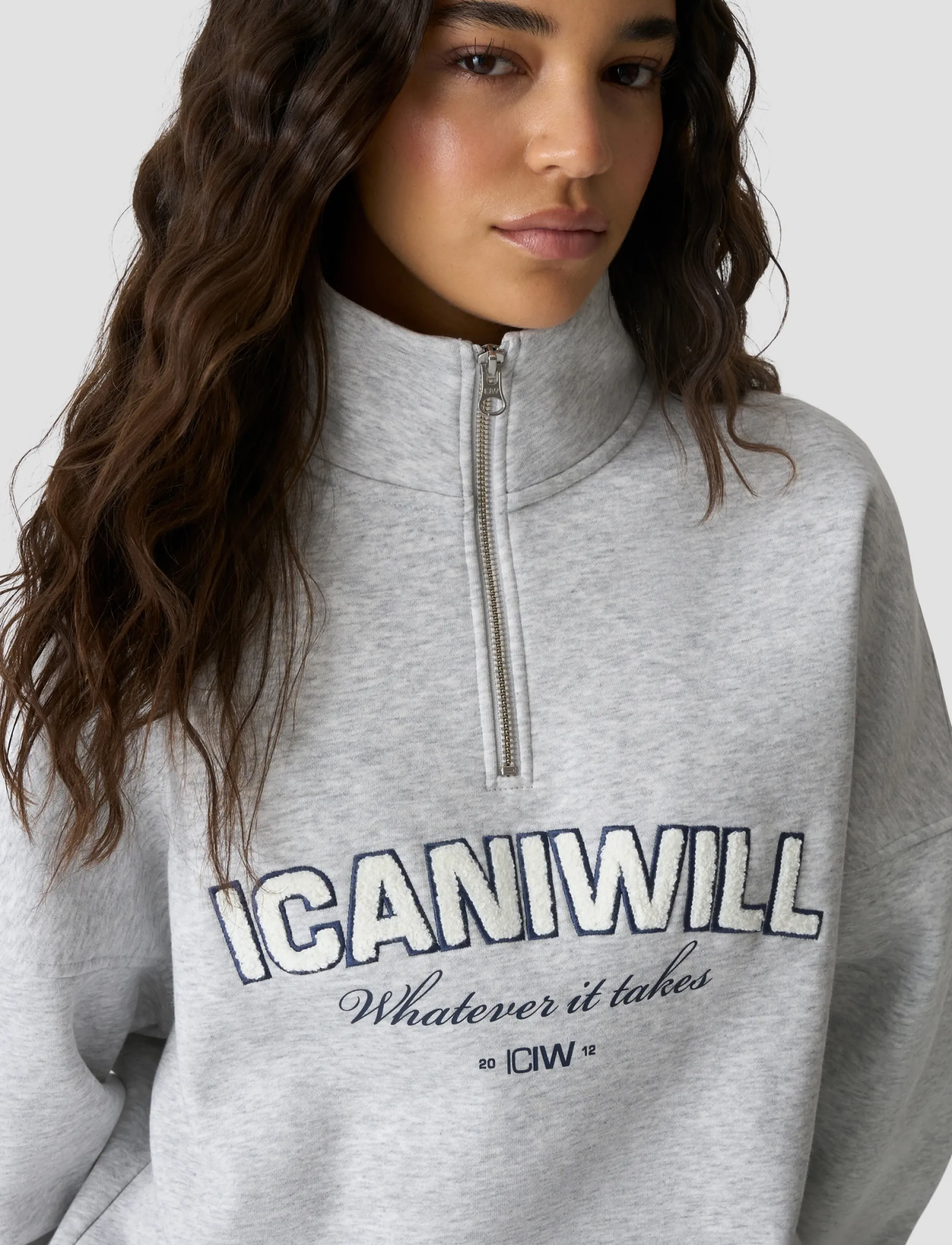 ICANIWILL - Everyday 1/4 Zip Sweatshirt Terry Print W - dressipluusid ja pusad - light grey melange - 5