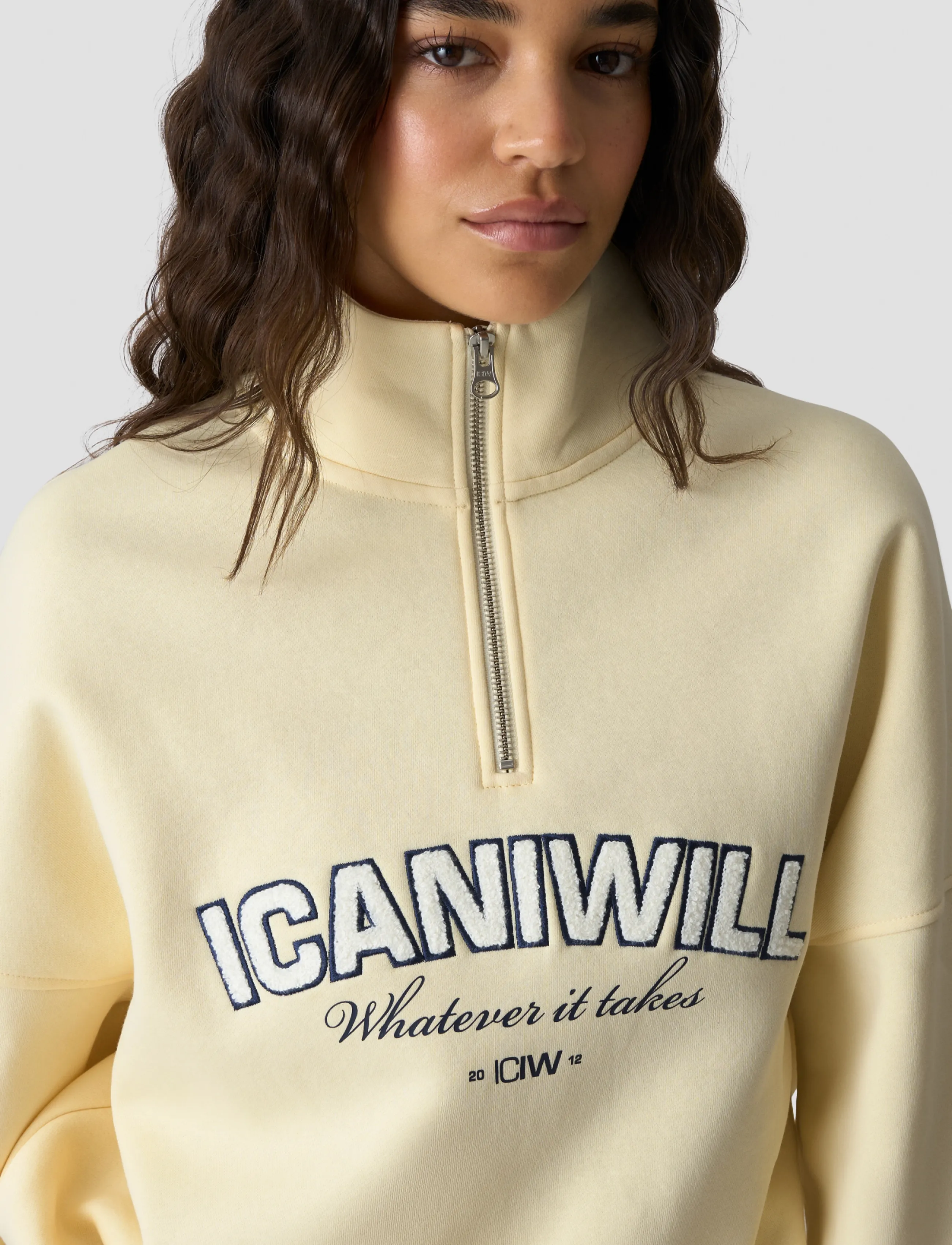 ICANIWILL - Everyday 1/4 Zip Sweatshirt Terry Print W - dressipluusid ja pusad - pale lemon - 4