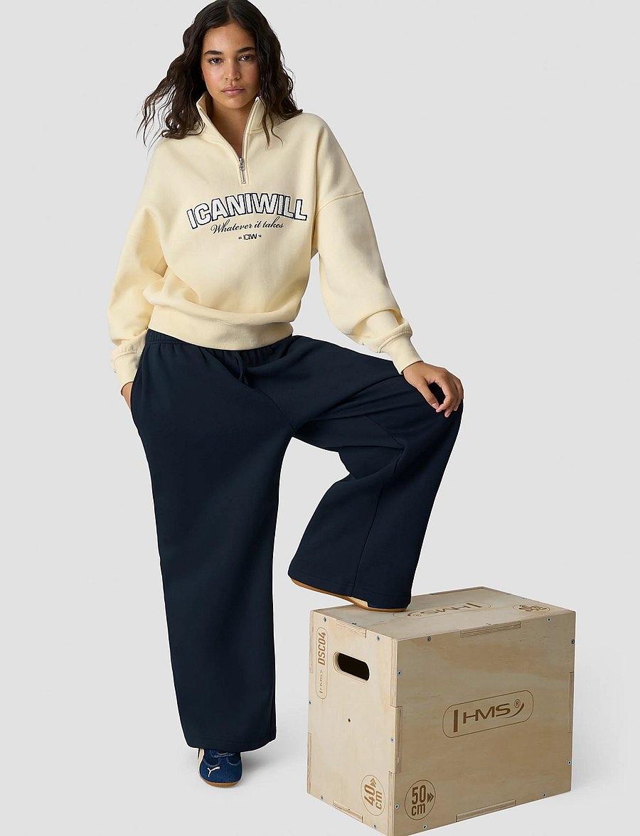 ICANIWILL - Everyday 1/4 Zip Sweatshirt Terry Print W - dressipluusid ja pusad - pale lemon - 5