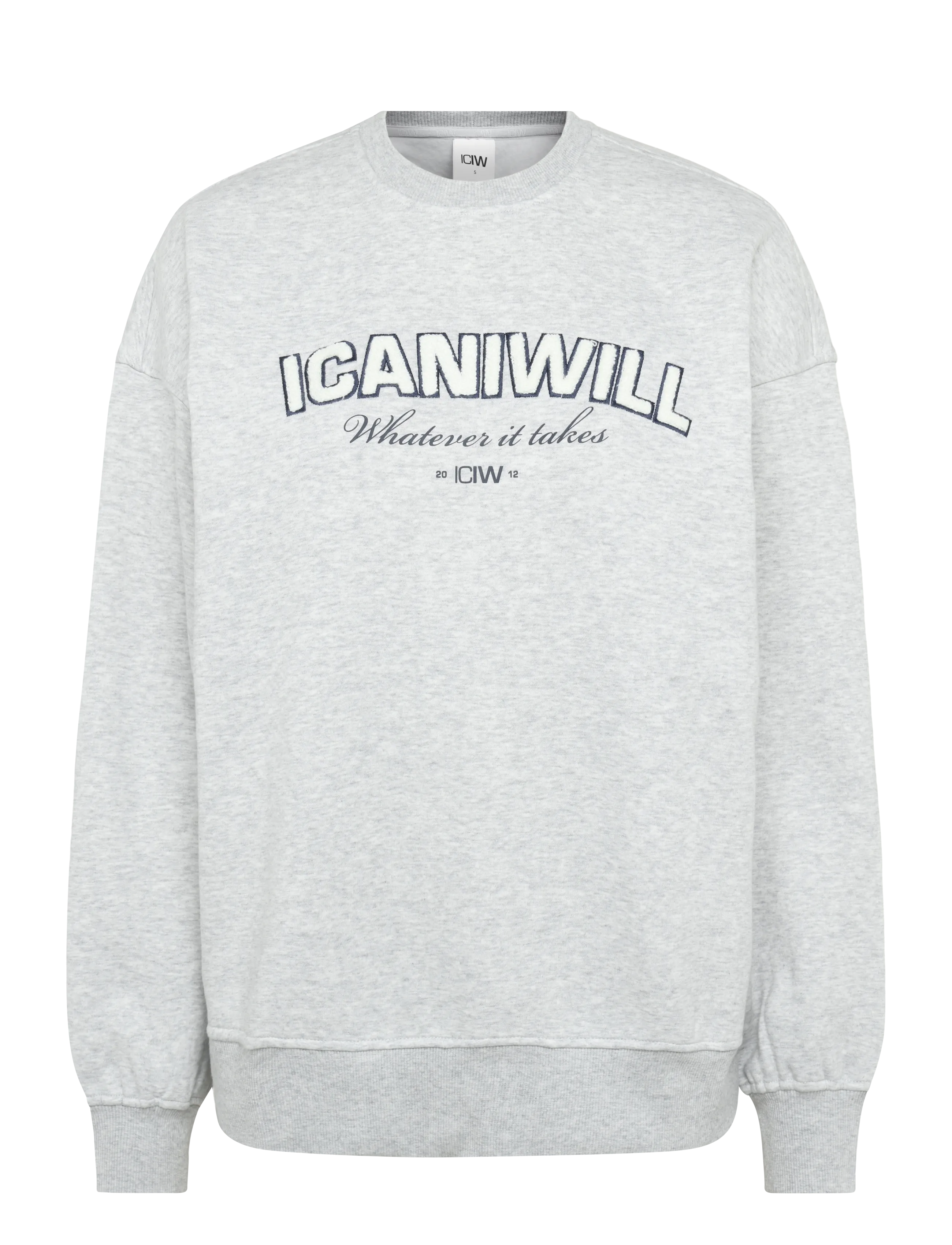ICANIWILL Everyday Relaxed Crewneck Terry Print W - Visa allt - LIGHT GREY MELANGE / grey