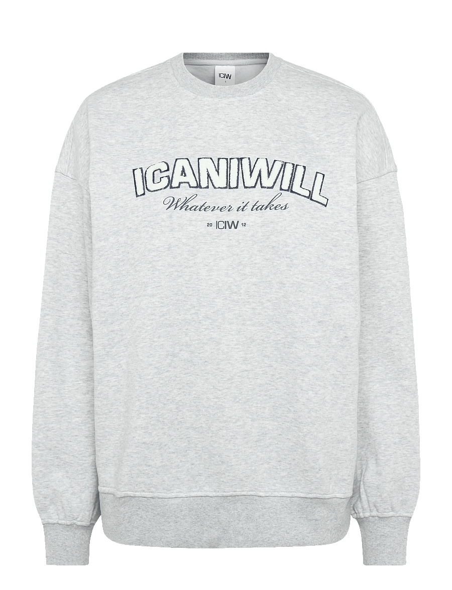 ICANIWILL - Everyday Relaxed Crewneck Terry Print W - Överdelar - light grey melange - 1