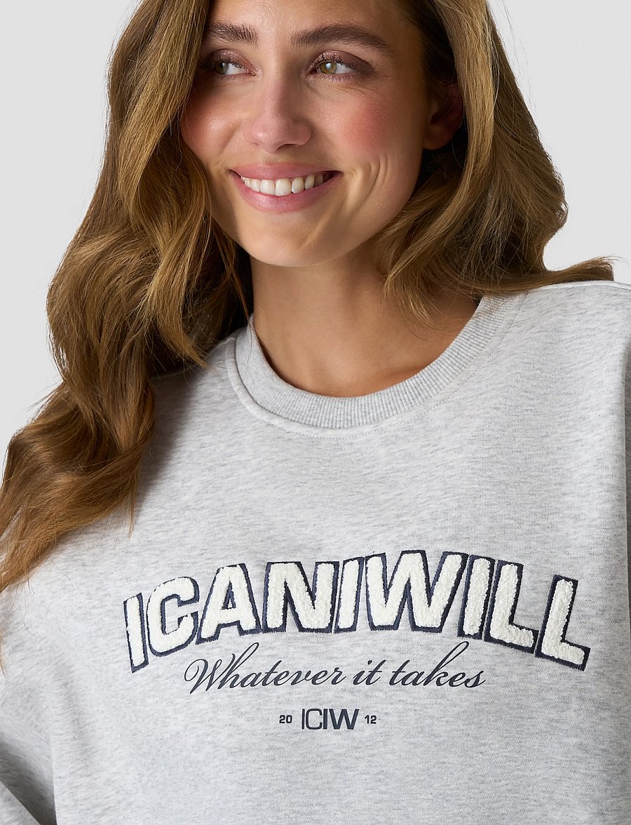 ICANIWILL - Everyday Relaxed Crewneck Terry Print W - Överdelar - light grey melange - 5