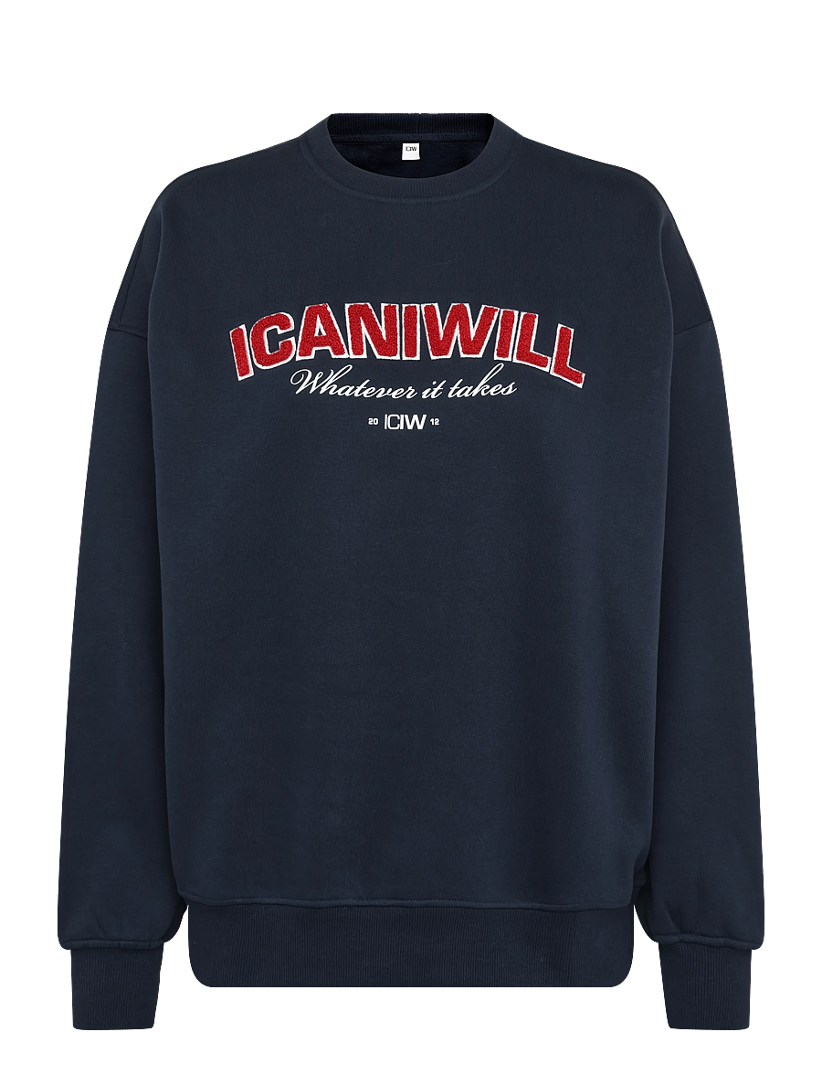 ICANIWILL - Everyday Relaxed Crewneck Terry Print W - sweatshirts - midnight blue - 1