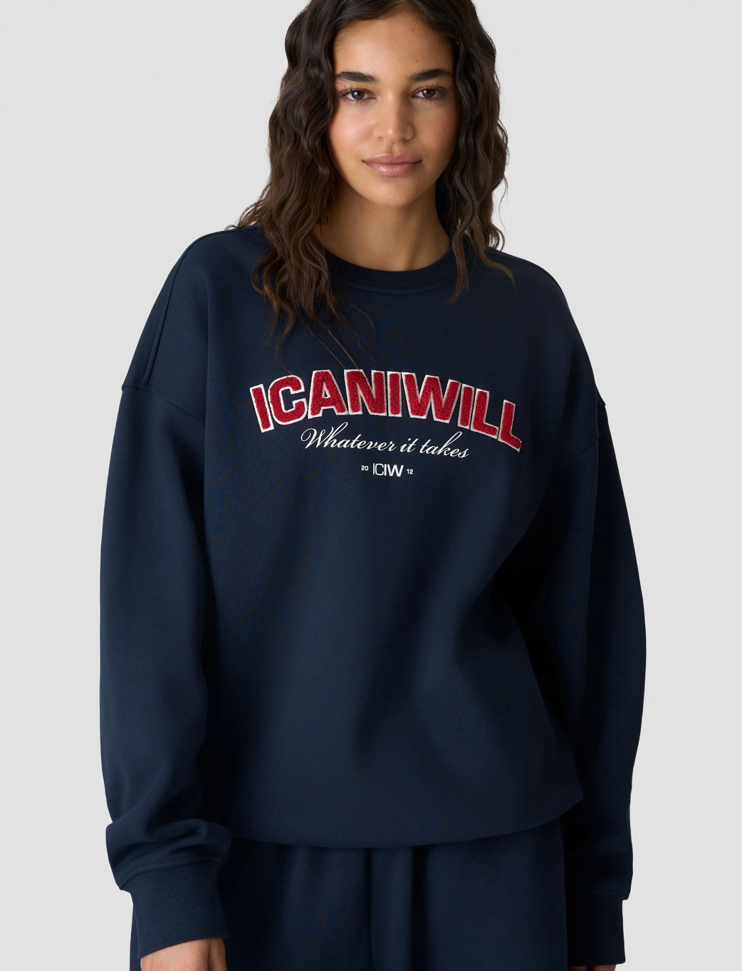 ICANIWILL - Everyday Relaxed Crewneck Terry Print W - sweatshirts - midnight blue - 0