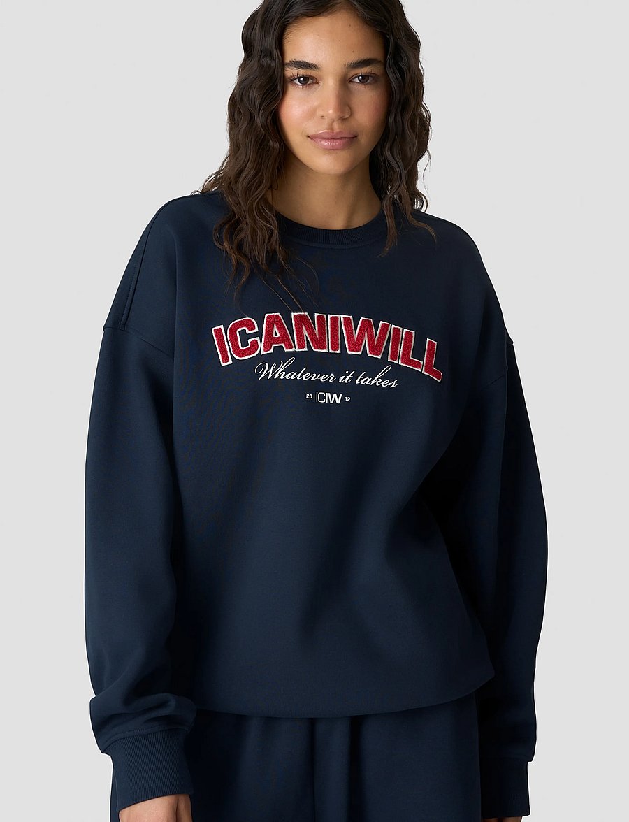 ICANIWILL - Everyday Relaxed Crewneck Terry Print W - sweatshirts - midnight blue - 0
