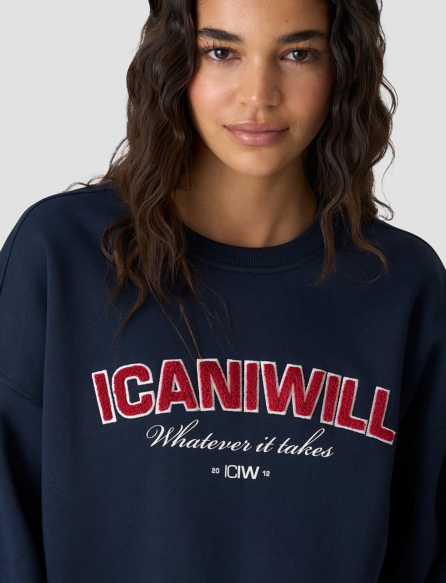 ICANIWILL - Everyday Relaxed Crewneck Terry Print W - sweatshirts - midnight blue - 4