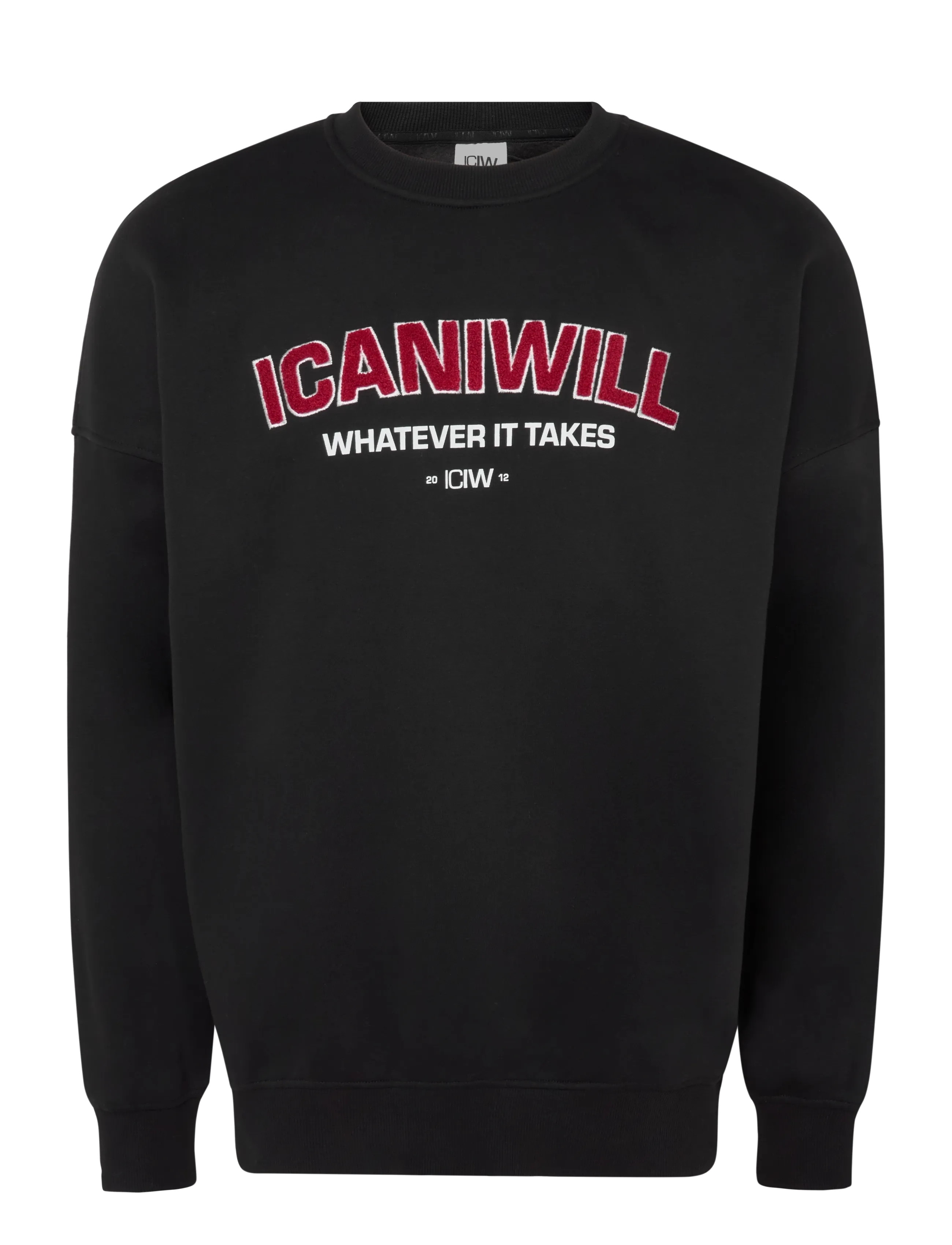 ICANIWILL Everyday Relaxed Crewneck Terry Print M - Överdelar - BLACK / black