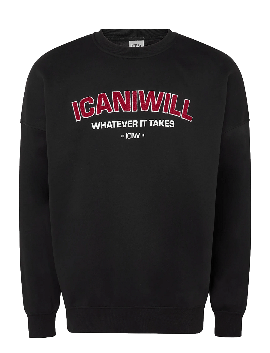 ICANIWILL - Everyday Relaxed Crewneck Terry Print M - Överdelar - black - 1