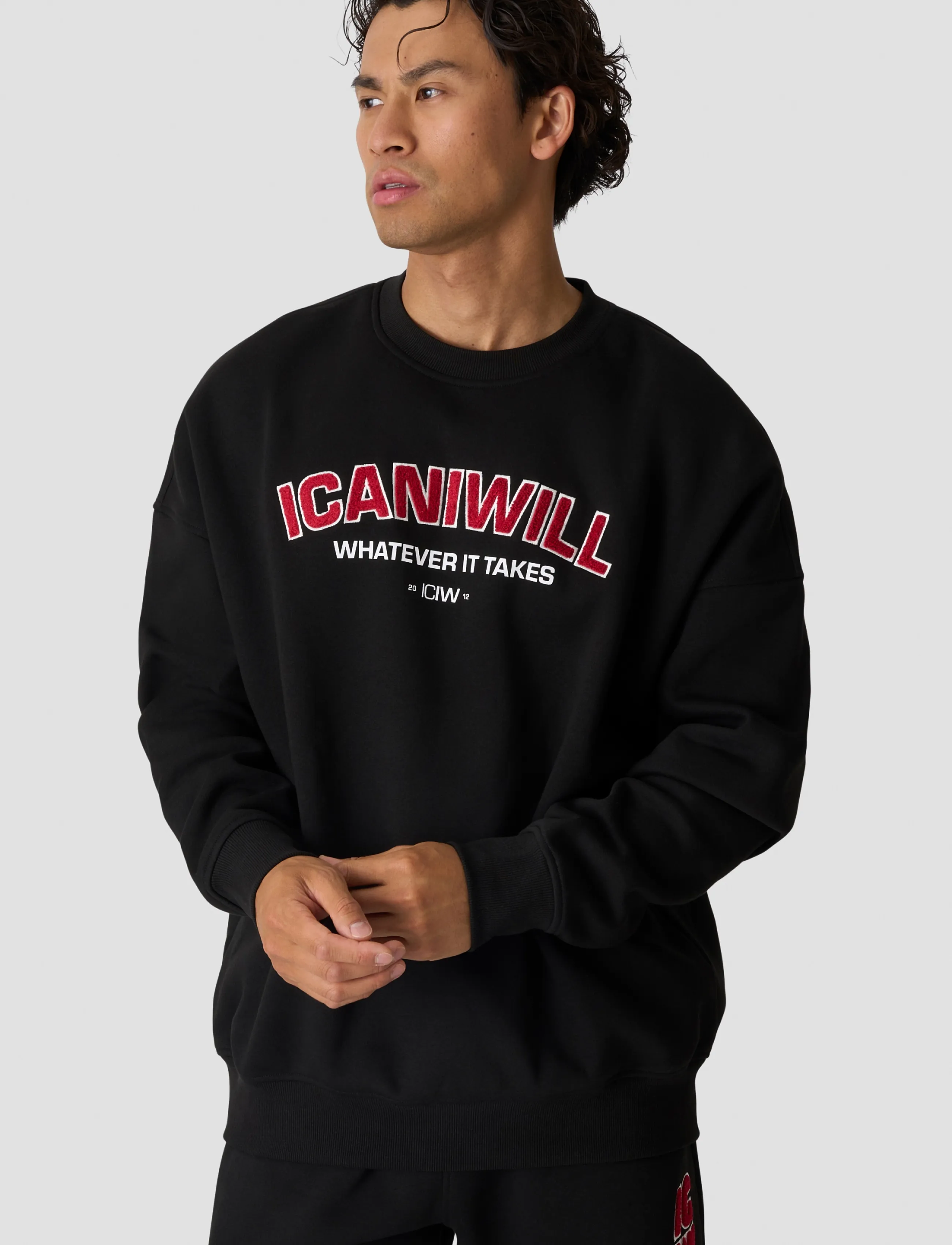 ICANIWILL - Everyday Relaxed Crewneck Terry Print M - Överdelar - black - 0