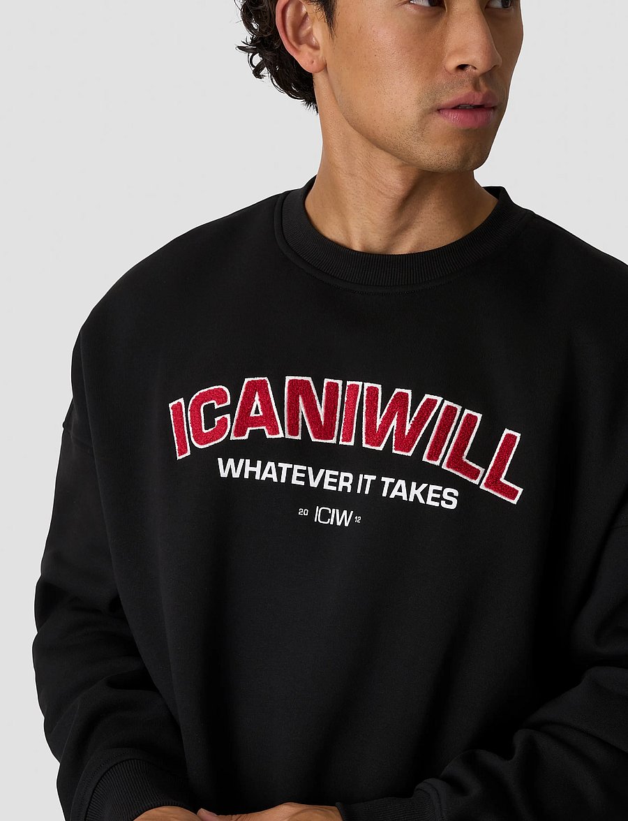 ICANIWILL - Everyday Relaxed Crewneck Terry Print M - Överdelar - black - 4