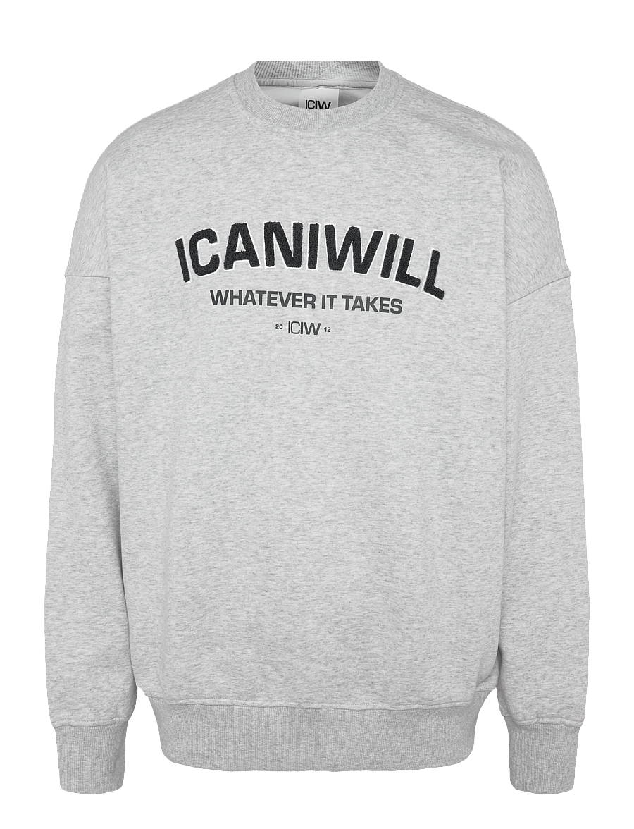 ICANIWILL - Everyday Relaxed Crewneck Terry Print M - oberteile - light grey melange - 1