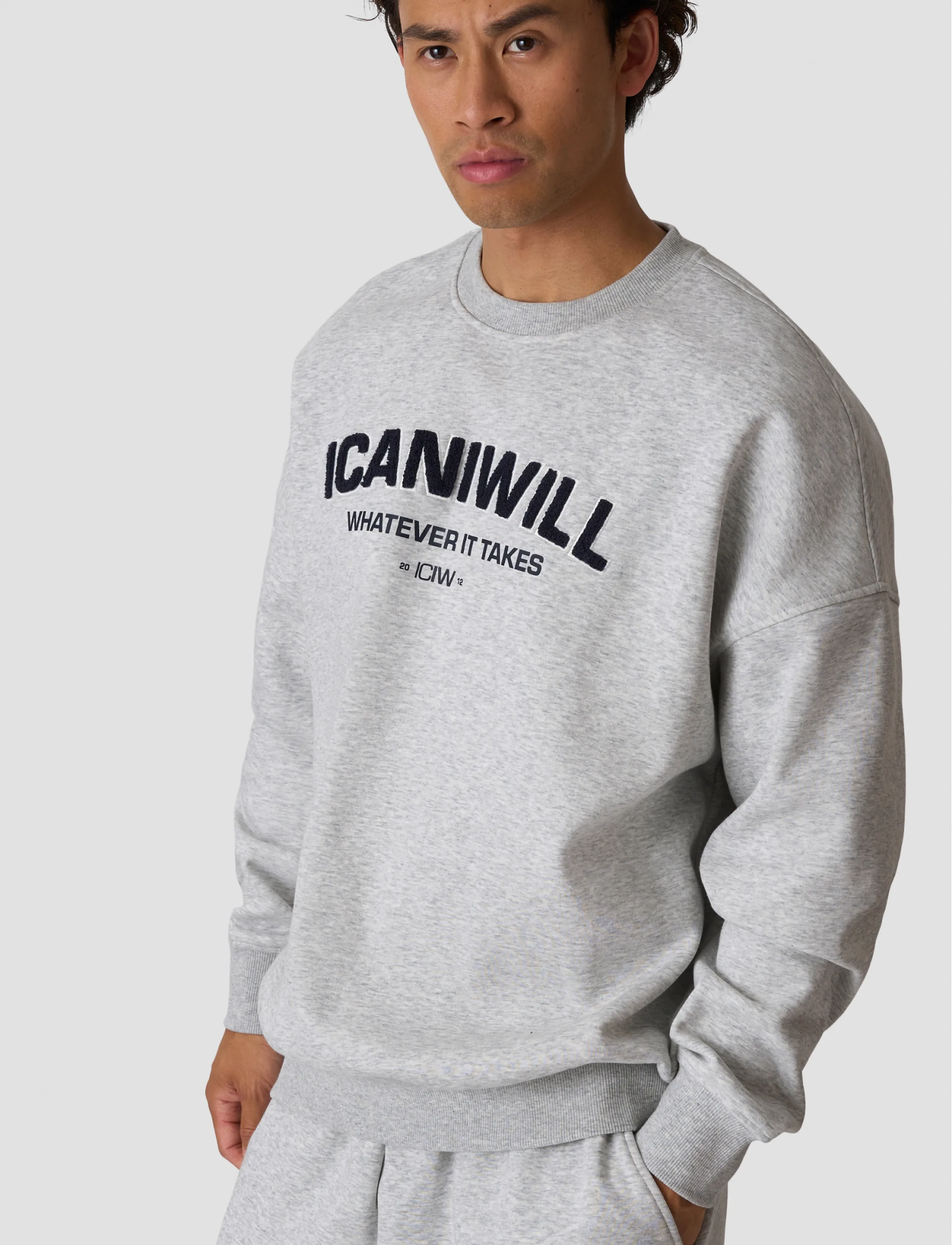 ICANIWILL - Everyday Relaxed Crewneck Terry Print M - oberteile - light grey melange - 3