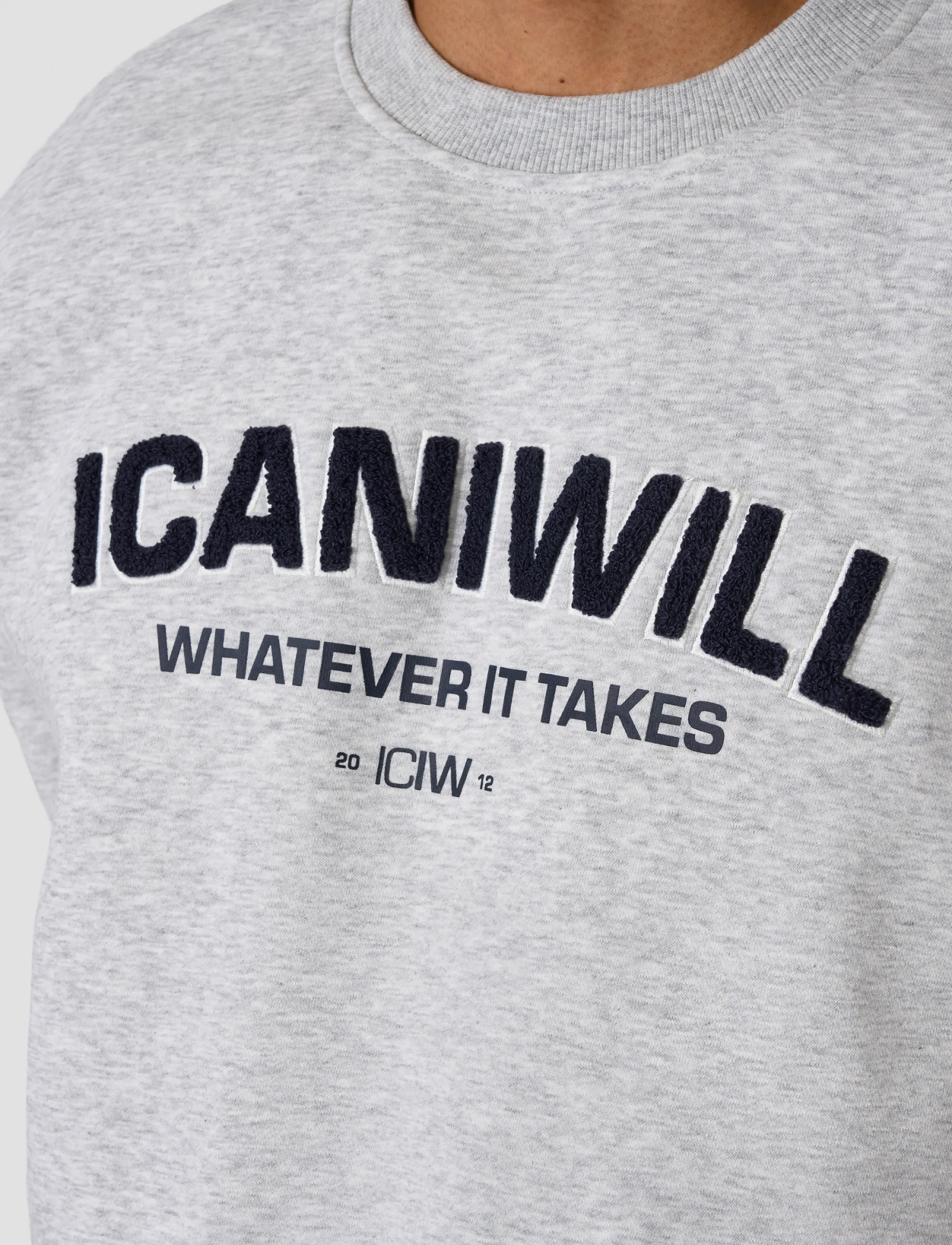 ICANIWILL - Everyday Relaxed Crewneck Terry Print M - oberteile - light grey melange - 5